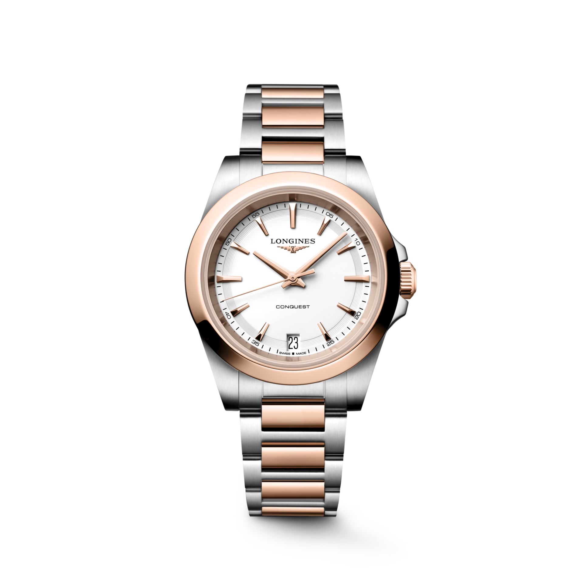 De Longines Conquest ros&eacute;goud L34603187 is een luxe polshorloge met Zwitserse quartz uurwerk. Kenmerken zijn onder andere een roestvrijstalen kast en band in ros&eacute;-zilver kleur, saffierglas, en een waterbestendigheid van 10 ATM. Ideaal voor dagelijks gebruik en formele gelegenheden. Combineer met elegante of zakelijke kleding voor een verfijnde uitstraling.