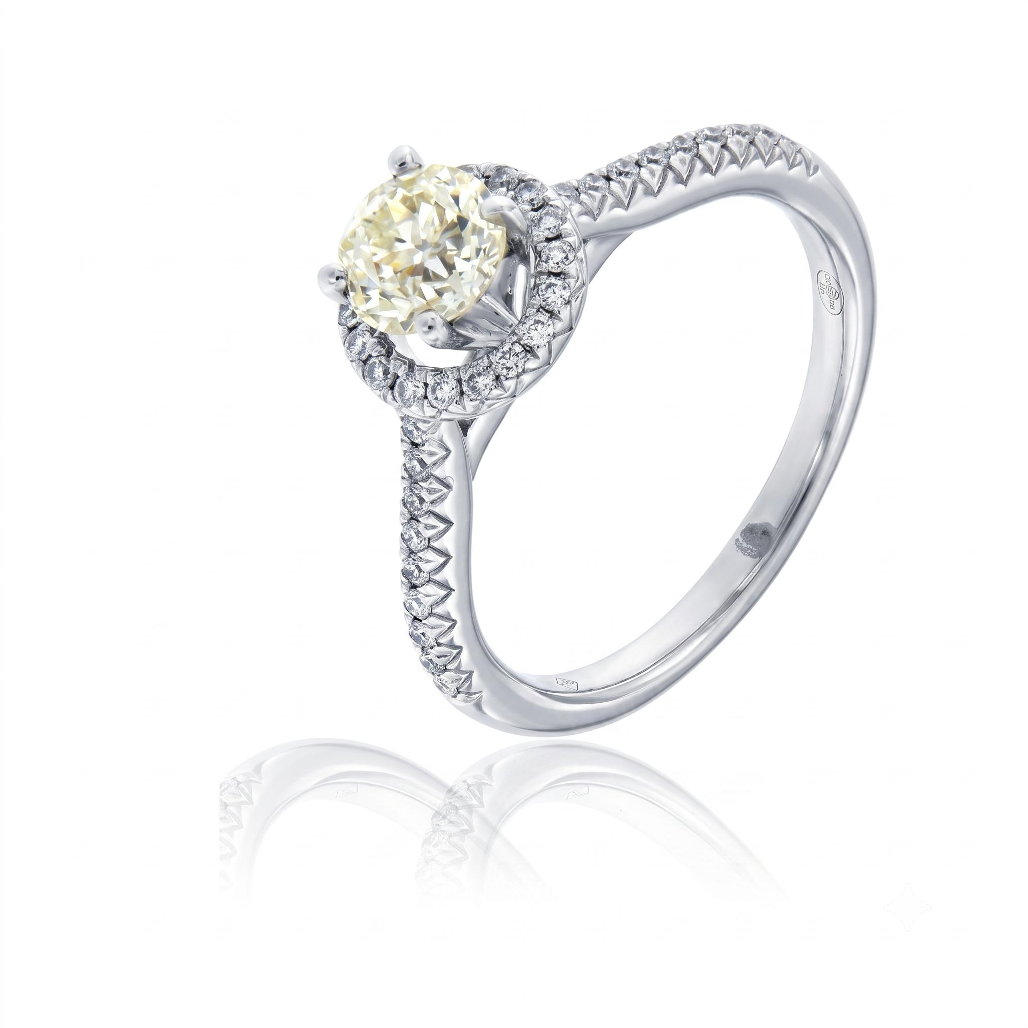18kt witgouden ring met briljant 1.00ct centrale briljant 0.78ct G/Vs1