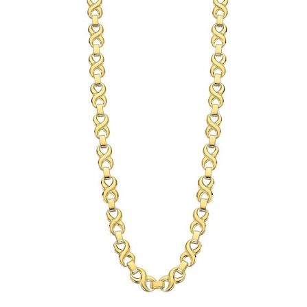 De ketting is in staal verguld