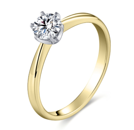 !4 karaat goude ring Lab Grown Diamand 
