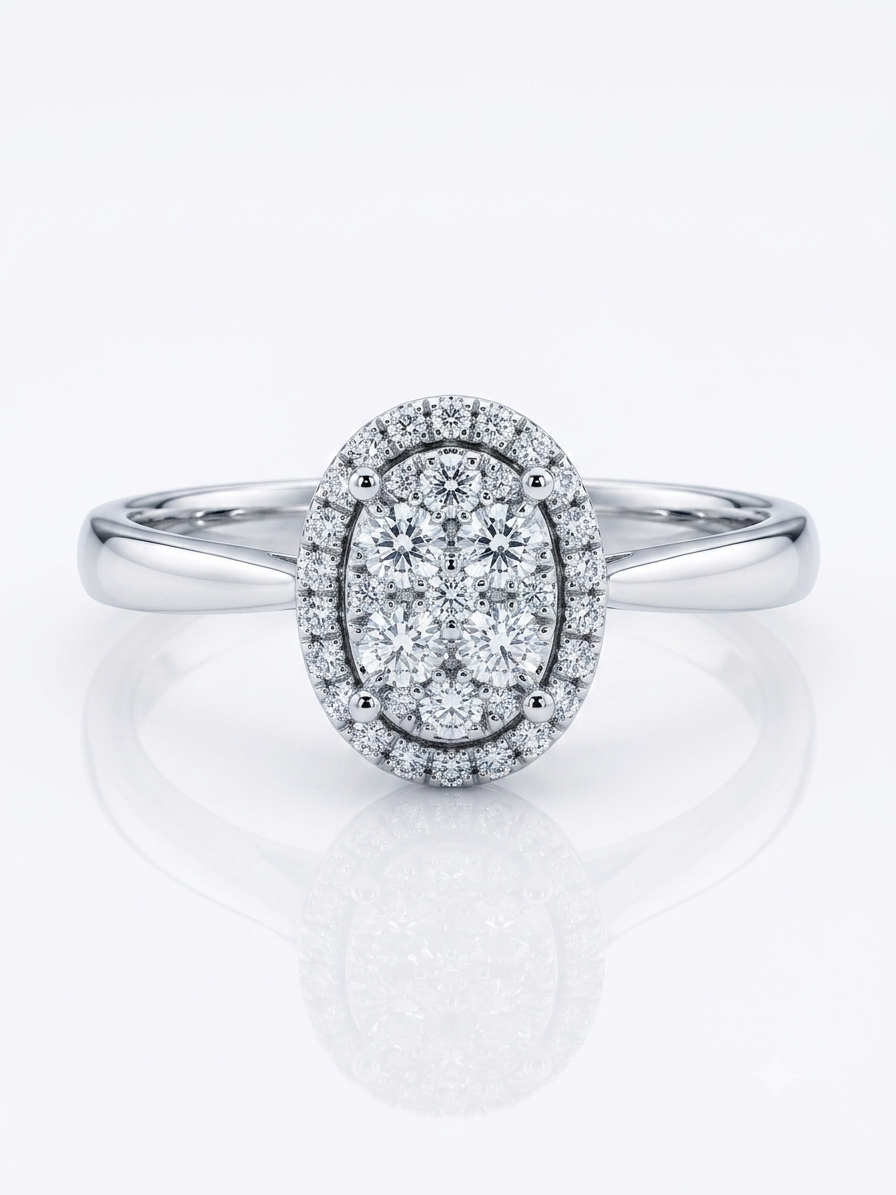 Exclusieve 14k Witgouden Verlovingsring met Ovale Diamant Cluster (0.28 ct)

Ben je op zoek naar de ultieme schittering tussen alle verlovingsringen in Amsterdam? Bij Juwelier Rijk Amsterdam presenteren we deze adembenemende verlovingsring van 14 karaat witgoud. Het unieke middelpunt bestaat uit een vakkundig gezette ovale cluster van natuurlijke diamanten, omringd door een schitterende halo. Met een totaal diamantgewicht van 0.28 karaat vangt deze ring het licht vanuit elke hoek, wat zorgt voor een spectaculaire en luxe uitstraling.

Dankzij de gladde, elegant toelopende witgouden band draagt de ring uiterst comfortabel. Het is een verfijnd en tijdloos ontwerp, perfect geschikt voor dagelijks gebruik en gemaakt om een leven lang te stralen.

Waarom kopen bij Juwelier Rijk Amsterdam?

100% Echte Materialen: Vervaardigd uit hoogwaardig 14 karaat witgoud en bezet met 0.28 karaat aan conflictvrije, natuurlijke diamanten.

Kosteloos op Maat Gemaakt: Wij zorgen ervoor dat jouw aanzoek perfect verloopt. De ring wordt in ons eigen Amsterdamse atelier geheel gratis op maat gemaakt voor de juiste pasvorm.

De Expert in Amsterdam: Wil je de buitengewone schittering van deze diamanten eerst met eigen ogen zien? Je bent van harte welkom in onze winkel om onze exclusieve collectie verlovingsringen in Amsterdam te komen passen.

Maak het moment onvergetelijk met een ring die pure luxe uitstraalt. Bestel deze witgouden diamantring vandaag nog online of breng een bezoek aan Juwelier Rijk Amsterdam!