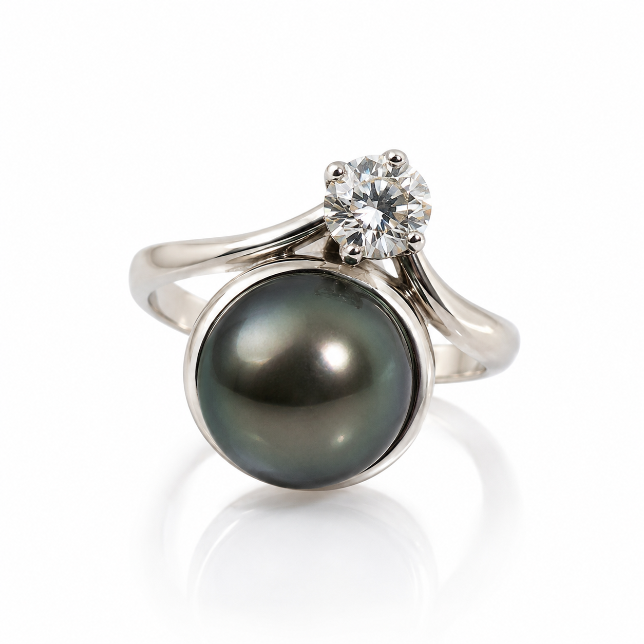 Briljant ring met parel 0.25crt G/SI Mat 17.5 | 20260707-4