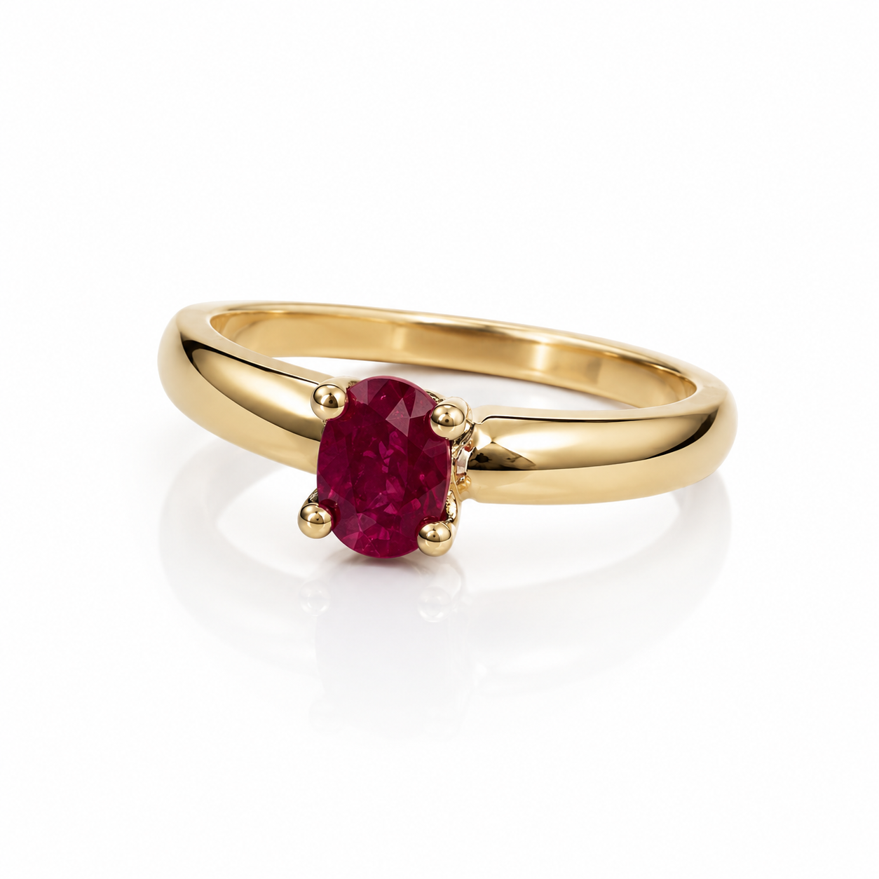 Geelgouden ring met robijn maat 17.5 | 10260707-2