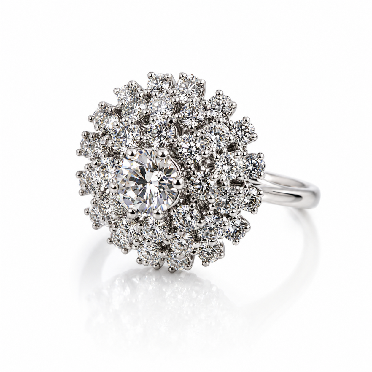 18Kt. witgouden rozet ring 2.0crt Maat 17.5 | 20260707-1