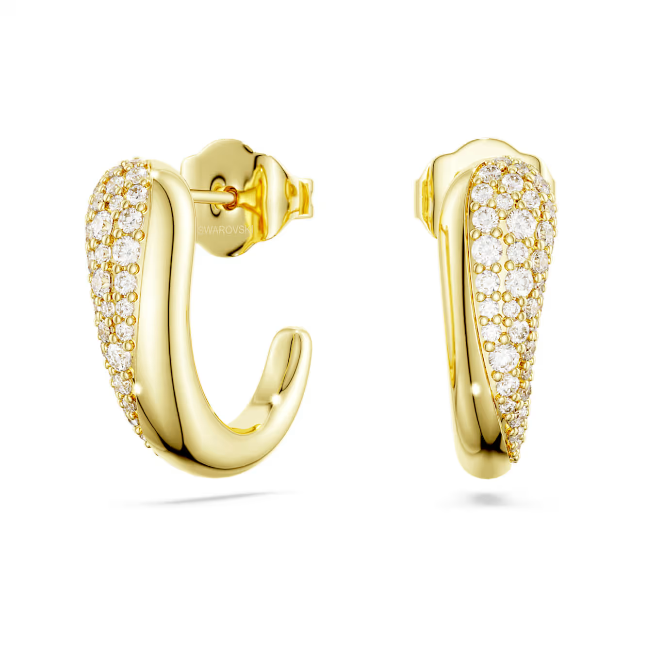 Deze golvende oorbellen zijn de definitie van de Classica-stijl. Ze zijn gevormd met organische schoonheid en combineren glinsterend pav&eacute; met sterling zilver uit gerecyclede bronnen. De ideale keuze voor een verfijnde look op elk moment. Swarovski Classica geeft een nieuwe draai aan alledaagse elegantie. Deze collectie is ge&iuml;nspireerd op de Aronskelk en combineert vloeiende vormen met een strakke geometrie, allemaal ge&iuml;njecteerd met het licht van Swarovski Zirkonia.

Artikelnr.: 5745020
Collectie:  Classica
Formaat: 1.8 x 1.9 cm
Materiaal:  Sterling zilver, 18k gouden afwerking, Cubic zirconia
Kleur:  Wit
Gewicht (individueel product):  3.3 g