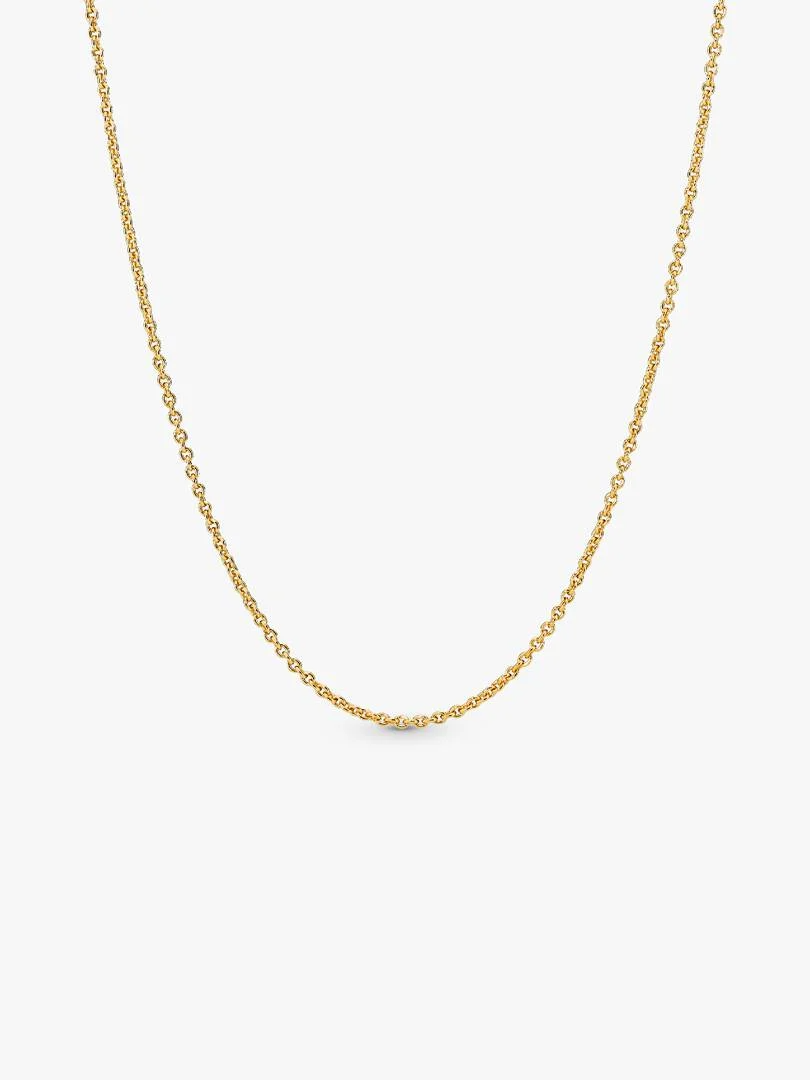 Onze klassieke vergulde schakelketting is de perfecte drager voor O-hangers en een veelzijdig laagjesstuk. Dankzij de verstelbare lengte is hij geschikt voor hoge en lage halslijnen.
