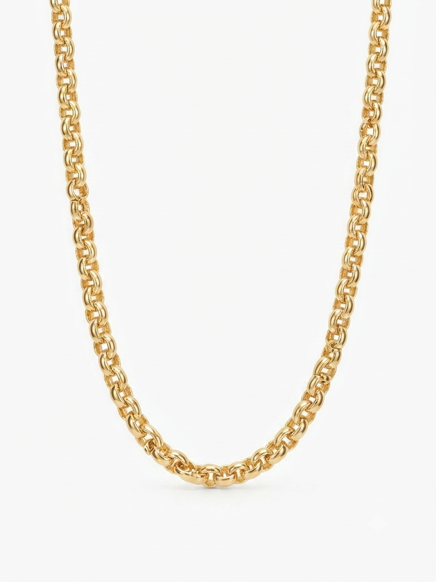 Tijdloze 14 karaat gouden jasseron schakel ketting met een elegante en klassieke uitstraling. De ketting heeft een lengte van 45 cm, een breedte van 4,7 mm en een gewicht van circa 14 gram. Perfect om los te dragen of te combineren met een hanger.
