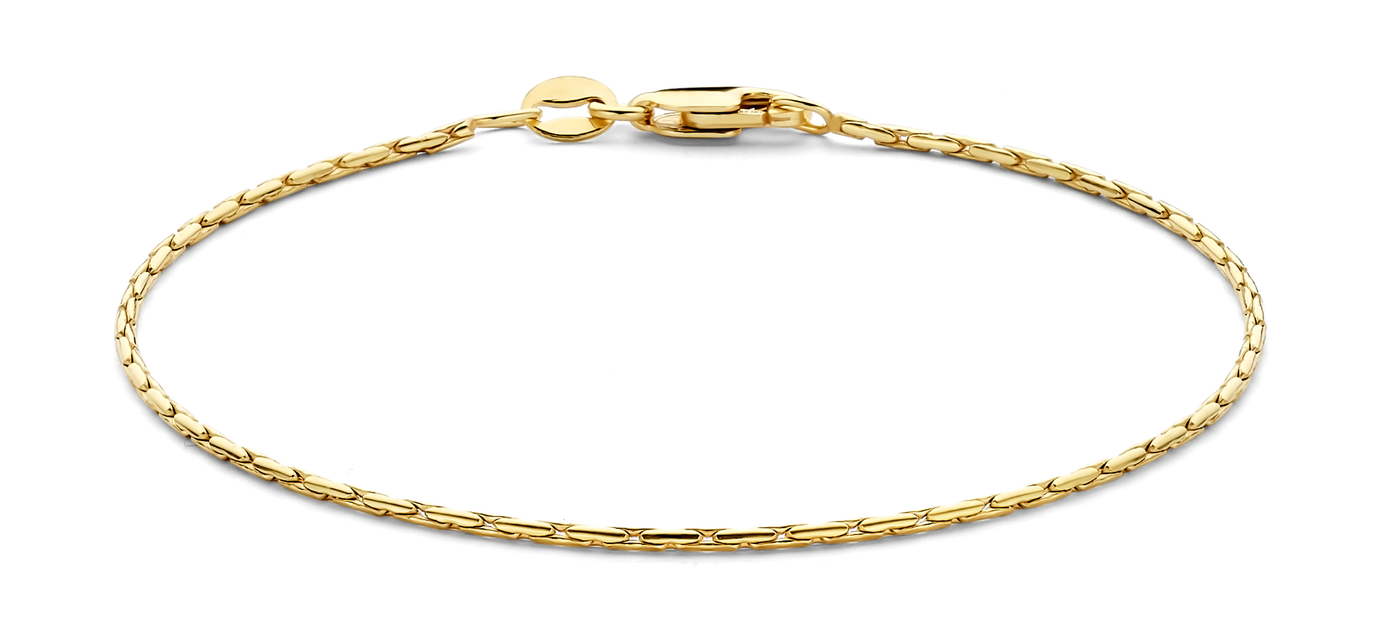 Luxe 14 karaat Mori Gold Filt&eacute;&reg; sieraad - Model Palmier, 1,3mm breed - Duurzaam, stijlvol en comfortabel Ontdek de perfecte balans tussen luxe en dagelijks draagcomfort met Mori Gold Filt&eacute;&reg;. Elk sieraad is vervaardigd met een buitenlaag van &eacute;cht 14 karaat goud, naadloos verbonden met een speciaal ontwikkelde Auracore&reg; kern - een hoogwaardige legering die zorgt voor stevigheid en langdurige glans. Dankzij de massieve kern voelt het sieraad als massief goud en is het nagenoeg ongevoelig voor deuken - ideaal voor intensief dagelijks gebruik. - Duurzaam & slijtvast - Luxe en tijdloze afwerking - Voelt als massief, zonder het gewicht of de prijs - Ontwikkeld voor langdurig draagplezier Mori Gold Filt&eacute;&reg; - vakmanschap uit Nederland, ontworpen voor elke dag.
