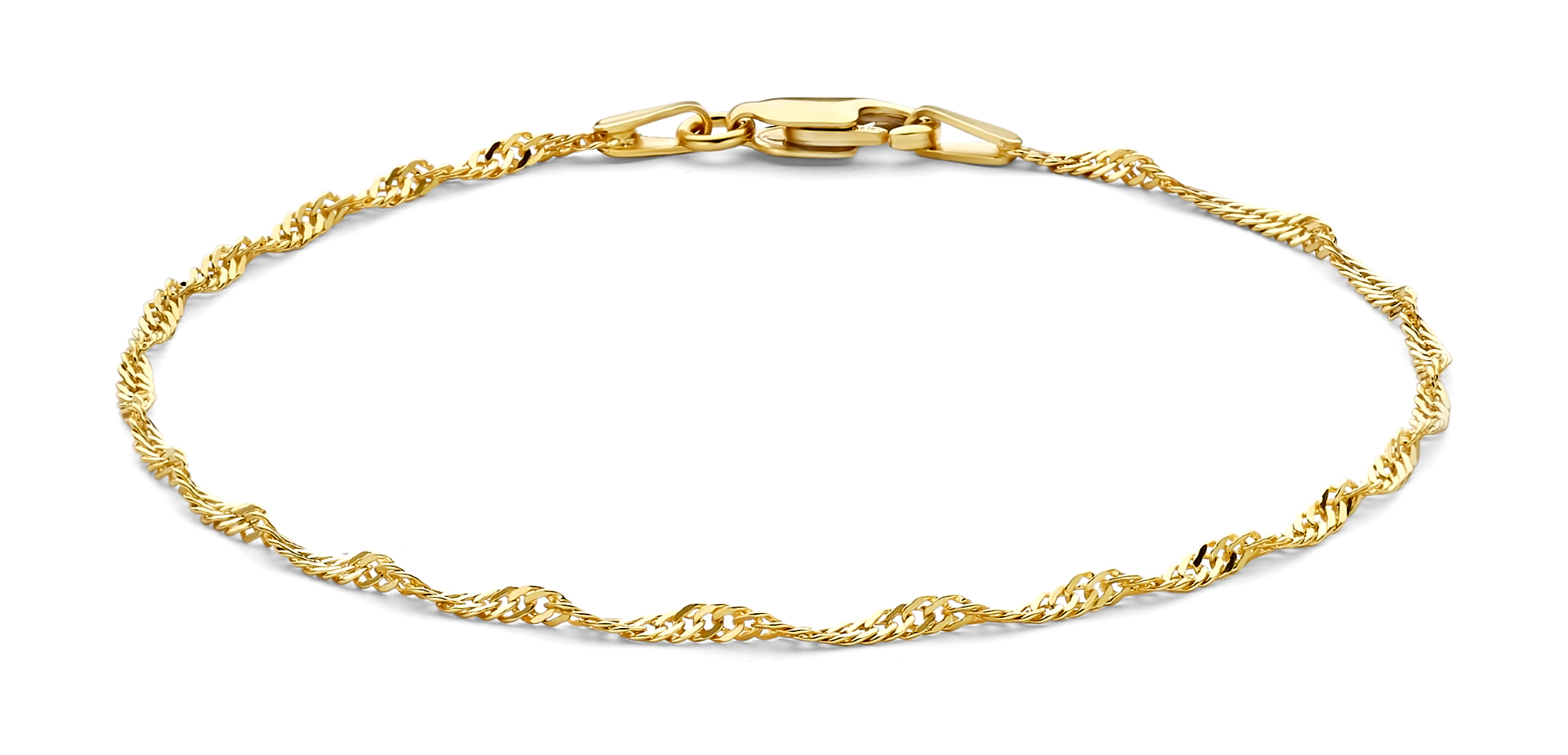 Luxe 14 karaat Mori Gold Filt&eacute;&reg; sieraad - Model Singapore, 1,8mm breed - Duurzaam, stijlvol en comfortabel Ontdek de perfecte balans tussen luxe en dagelijks draagcomfort met Mori Gold Filt&eacute;&reg;. Elk sieraad is vervaardigd met een buitenlaag van &eacute;cht 14 karaat goud, naadloos verbonden met een speciaal ontwikkelde Auracore&reg; kern - een hoogwaardige legering die zorgt voor stevigheid en langdurige glans. Dankzij de massieve kern voelt het sieraad als massief goud en is het nagenoeg ongevoelig voor deuken - ideaal voor intensief dagelijks gebruik. - Duurzaam & slijtvast - Luxe en tijdloze afwerking - Voelt als massief, zonder het gewicht of de prijs - Ontwikkeld voor langdurig draagplezier Mori Gold Filt&eacute;&reg; - vakmanschap uit Nederland, ontworpen voor elke dag.
