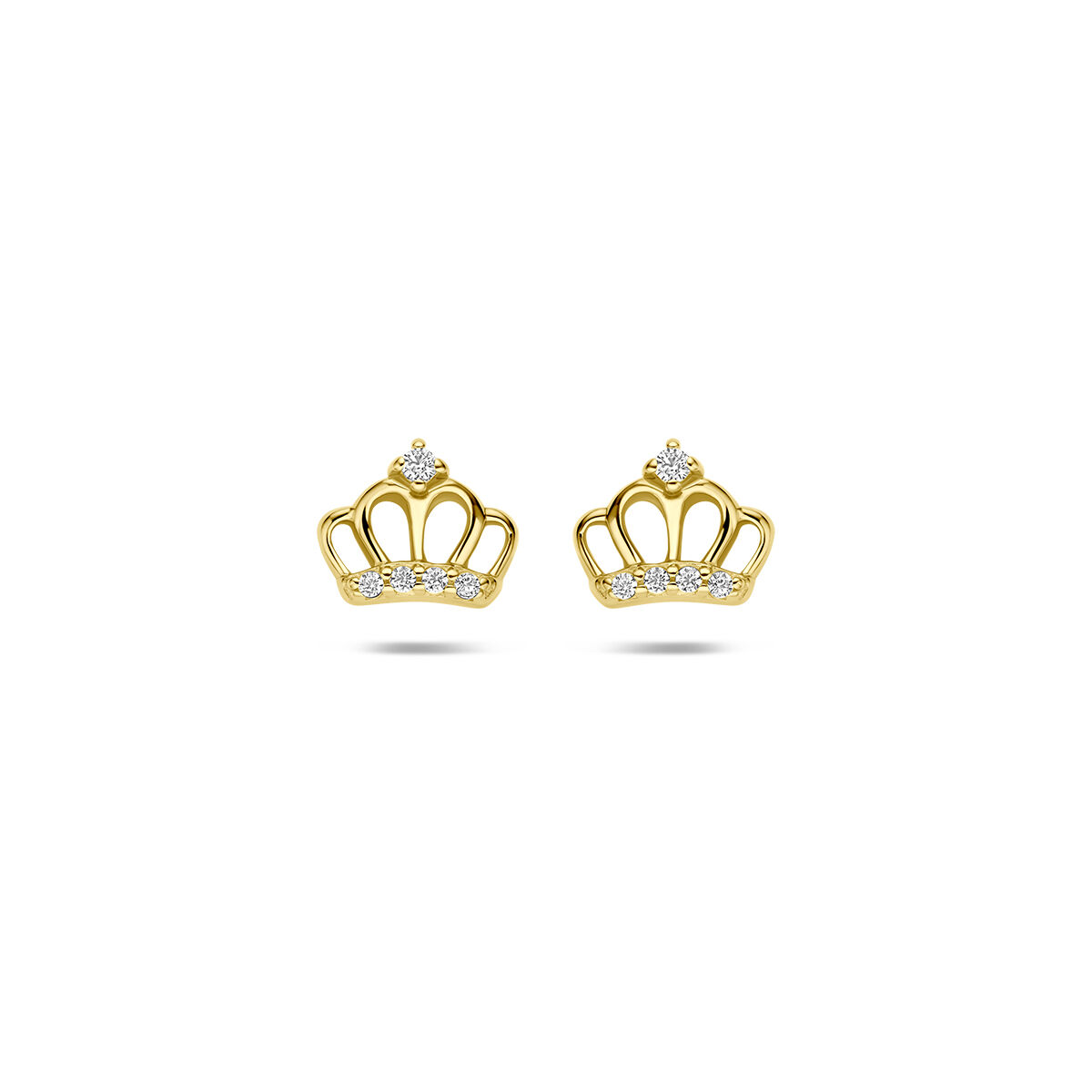 De Zilver vergulde oorknoppen met kroon zirconia, modelnummer 2104366 van het merk Kasius, stralen elegantie uit met sprankelende zirconia's in een stijlvolle kroonvorm. Deze tijdloze oorsieraden zijn perfect voor zowel dagelijkse outfits als speciale gelegenheden. Draag ze met opgestoken haar of een elegante avondjurk voor een verfijnde look.