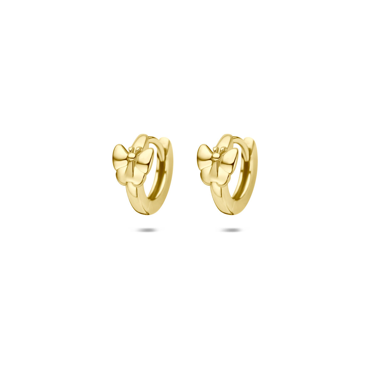Verguld geel 925 zilveren klapoorringen met een vlinder. De klapoorringen hebben een afmeting van 10x5.5mm.