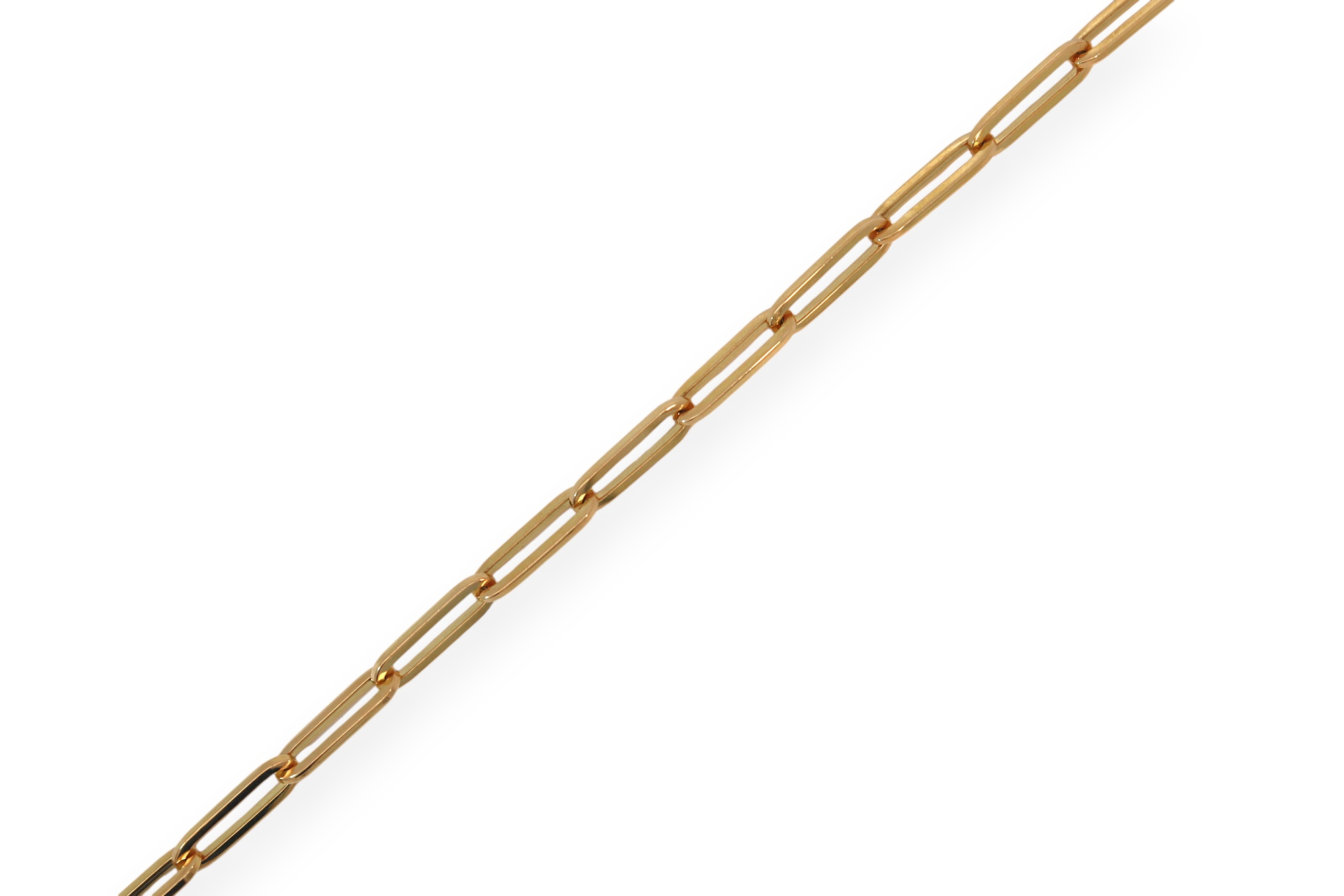 Een speelse geelgouden schakelarmband die moeiteloos klasse en karakter toevoegt aan elke look.