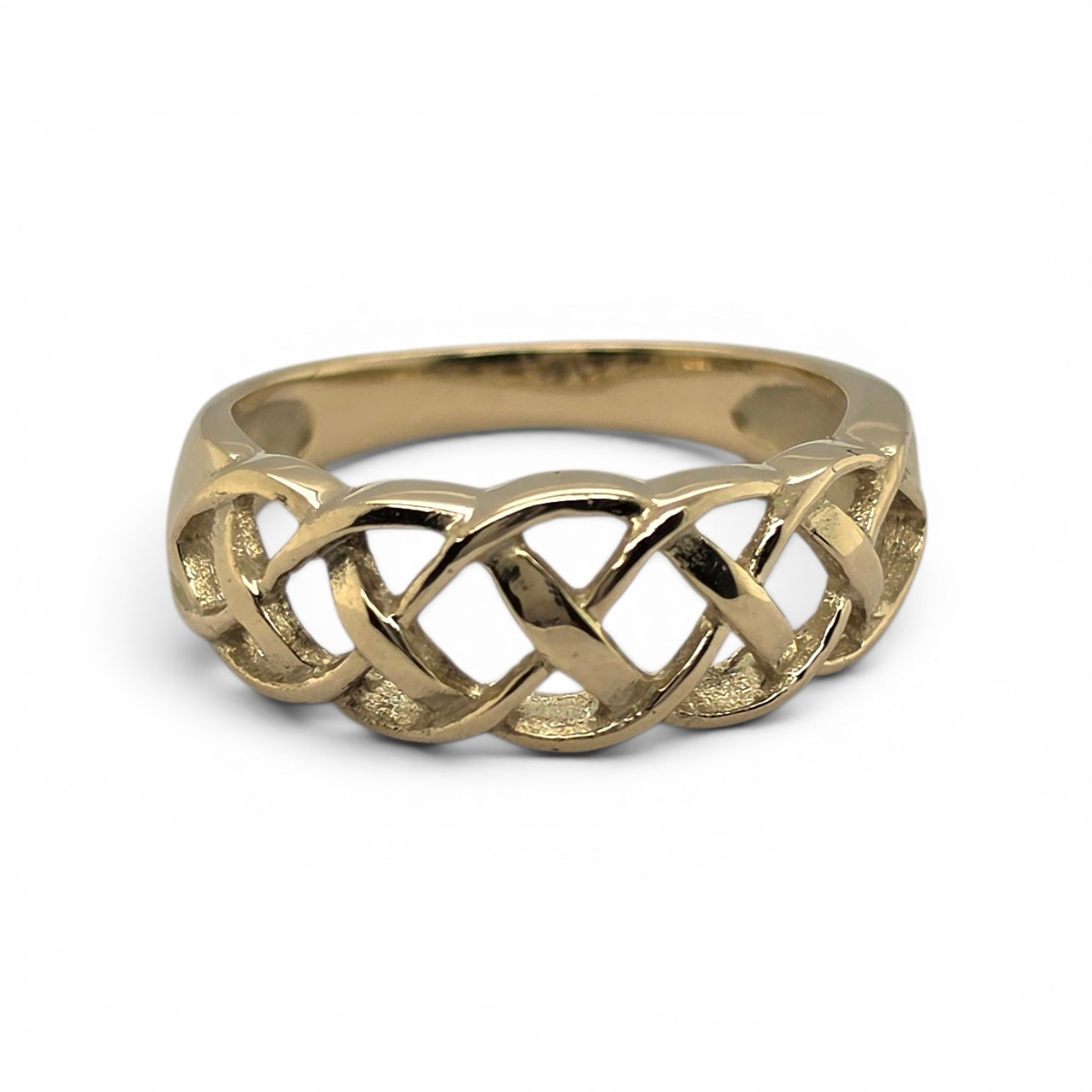 14kt gouden ring met opengewerkte vlechtstructuur