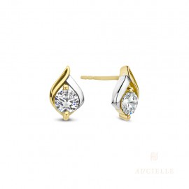Oorringen in bi-color 18 k met zirconia 