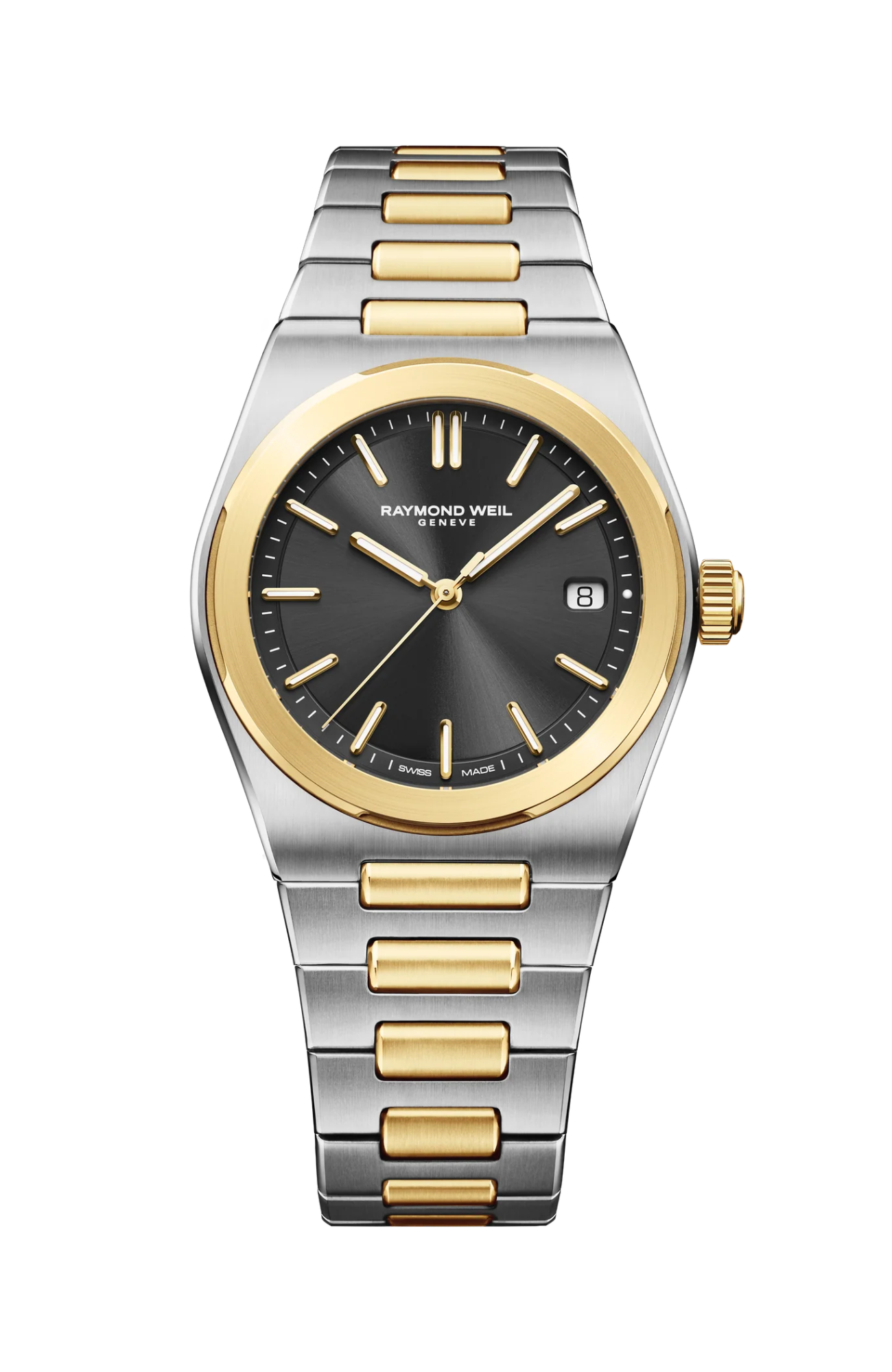 Raymond Weil HEREN POLS HORLOGE AUTOMAAT UIT DE  A.R.T. Collectie. Model 10000-STP-20001,
De ART-collectie combineert elegantie, functionaliteit en veelzijdigheid en weerspiegelt een ingetogen luxe. Het is het eerste horloge van RAYMOND WEIL met een ge&iuml;ntegreerde armband, versterkt door een opvallend architectonisch kastontwerp waarin gepolijste facetten en zorgvuldig gevormde rondingen naadloos samenkomen, het licht vangen en een subtiel samenspel van contrasterende afwerkingen onthullen.