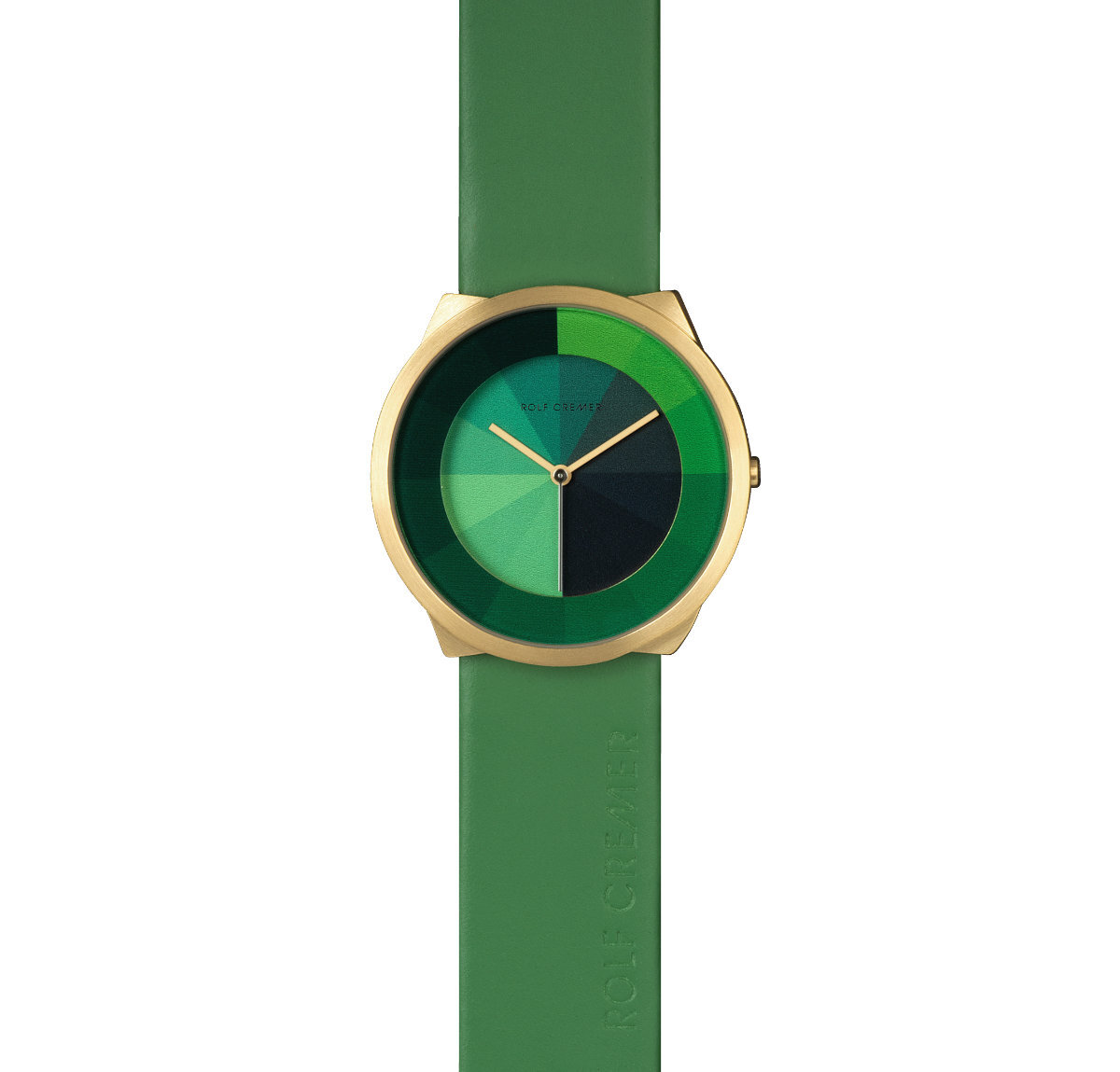 Rolf Cremer horloge Concert serie in groen doubl&eacute; kast leren band 