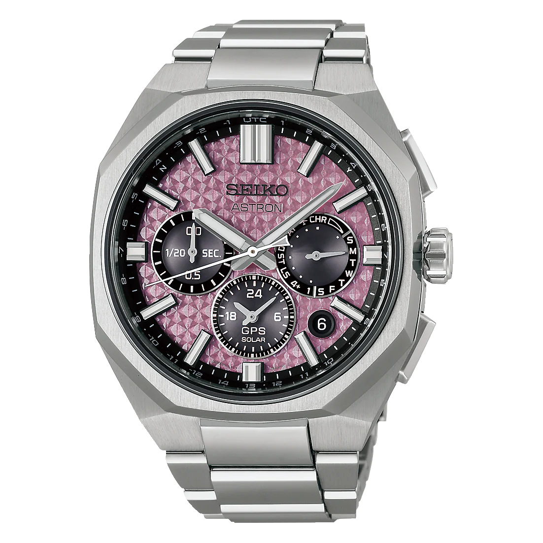 De Seiko Astron 'Tesselate' 145th Anniversary HAB006J1 is een luxe polshorloge met een zilverkleurige titanium kast en band. Het heeft een roze wijzerplaat met strepen, saffierglas en GPS-zonne-energiebeweging. Waterbestendig tot 10 bar en allergievrij. Draag dit elegante horloge bij formele of zakelijke gelegenheden voor een verfijnde uitstraling.

Limited Edition nr. 1092/1200