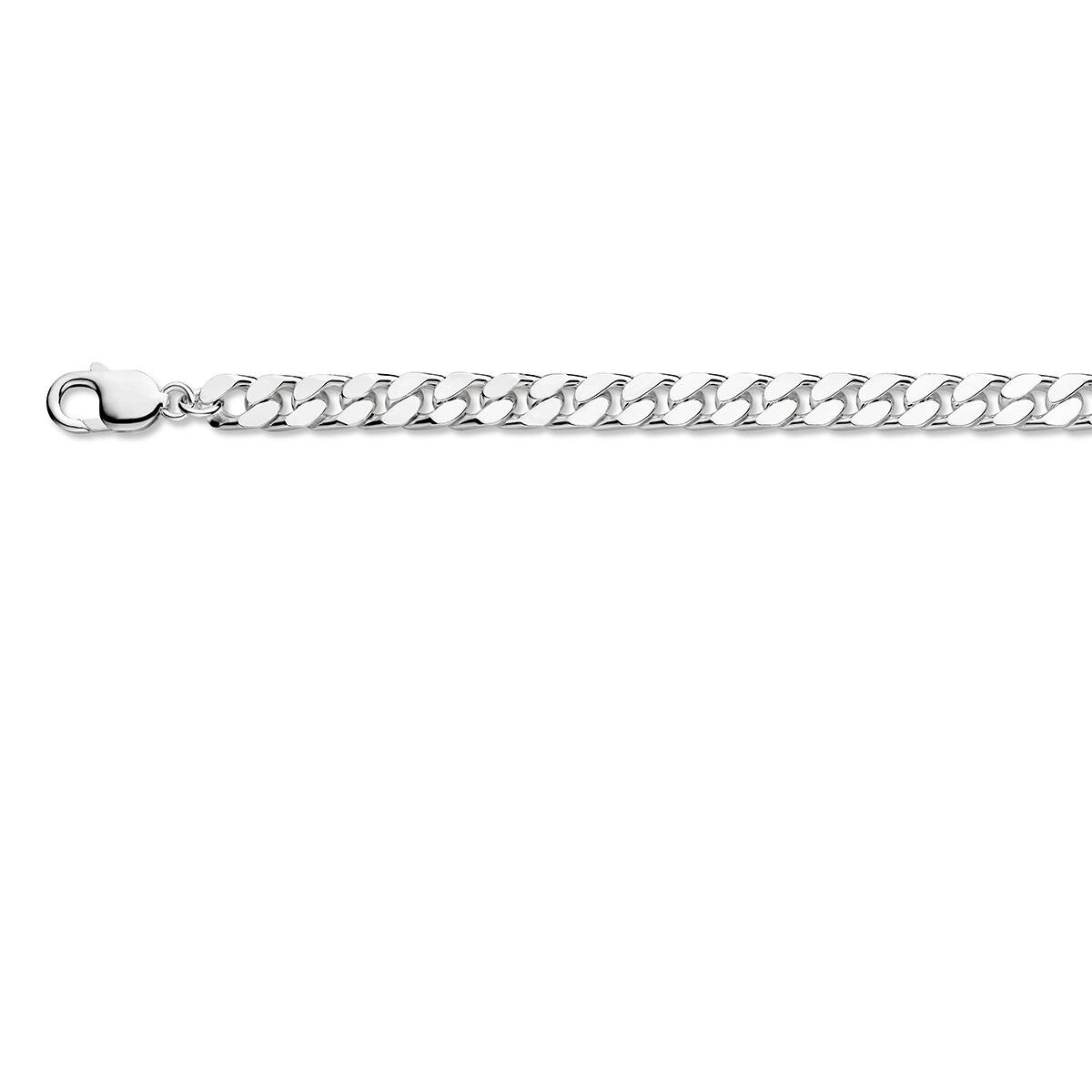 925 Zilveren heren Gourmette armband 4 zijden geslepen 8mm met karabijn sluiting 21 cm lang.