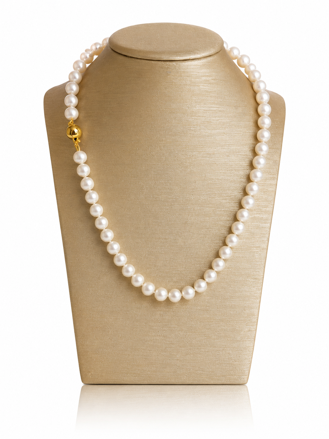 Parelcollier wit 7.5/8mm met Double bolslot 45cm | PS23-15