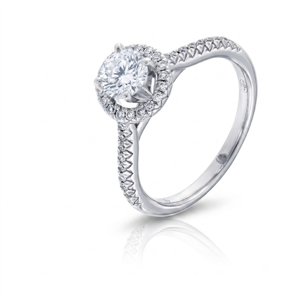 18kt witgouden ring met briljant 1.00ct centrale briljant 0.78ct G/Vs1