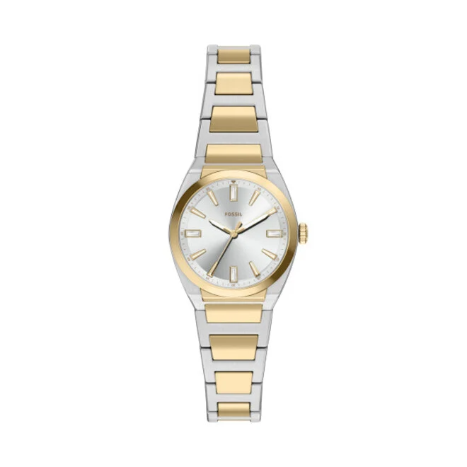 Fossil pols horloge model ES5494 staal met stalen band uit de Everett Collectie. 5 ATM waterdicht.