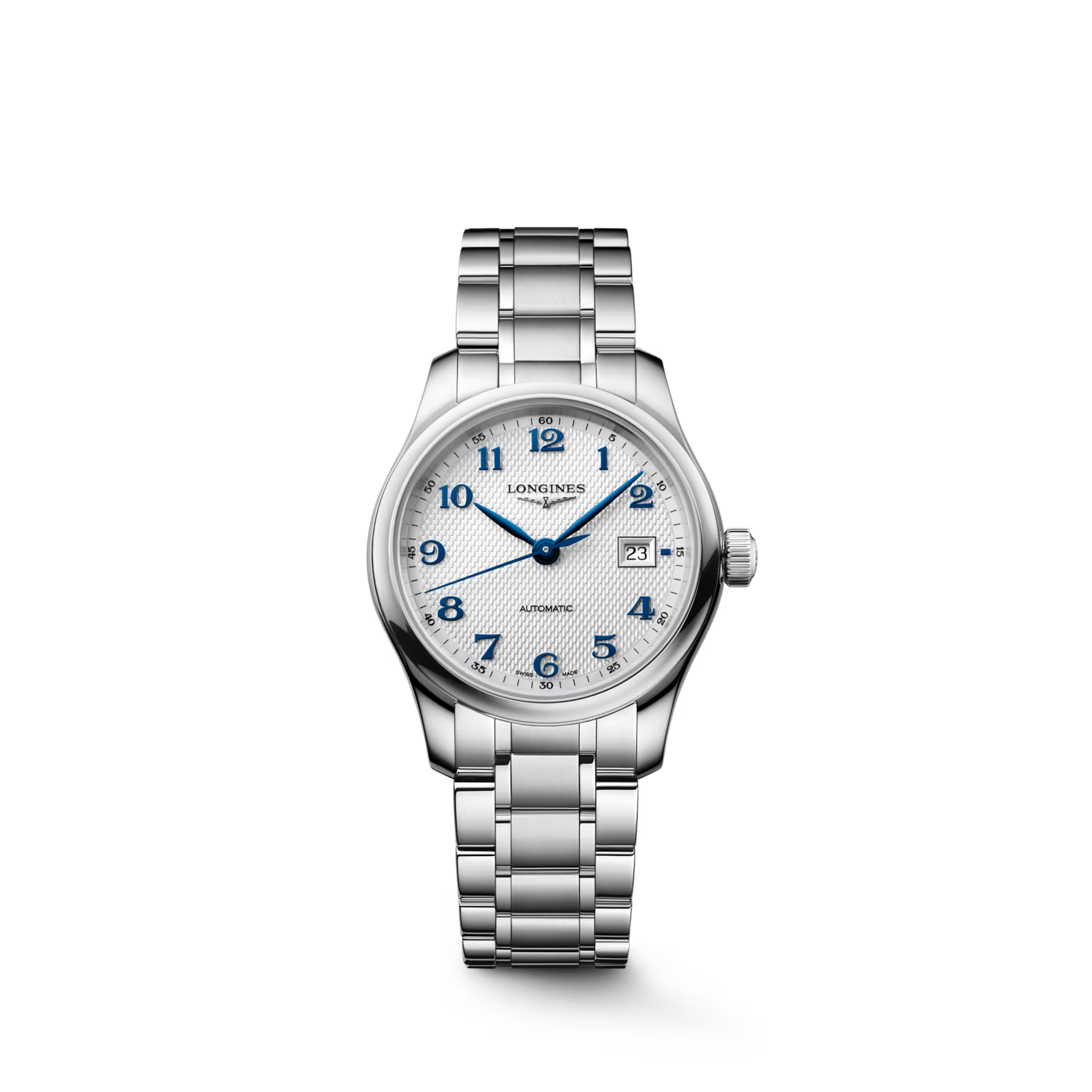 De Longines Master Collection L24494736 is een elegante polshorloge met een roestvrijstalen kast en band in zilverkleur. Het horloge heeft een ronde vorm, een saffierglas en een analoge wijzerplaat met Arabische cijfers. Het is hypoallergeen en heeft een automatische Zwitserse beweging. Perfect om dagelijks te dragen, zowel formeel als casual.