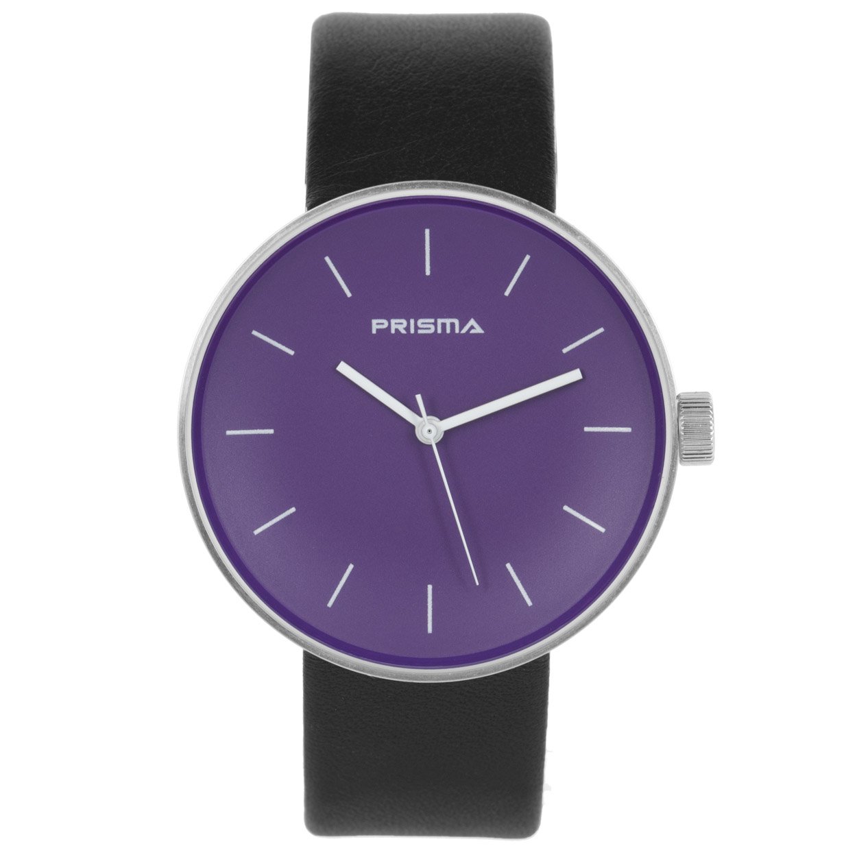 Prisma unisex Simpel P1245.116G horloge edelstaal 		
		
Algemeen		
Geslacht: unisex		
Model: P.1245.116G		
		
Voordelen		
- band echt leer zwart		
- wijzerplaat paars met witte streepjes		
- band is anti allergies		
- spat waterdicht: handenwassen, regen		
- quartz		
- maat kast 42mm (breedte) 9mm (dikte)		
		
