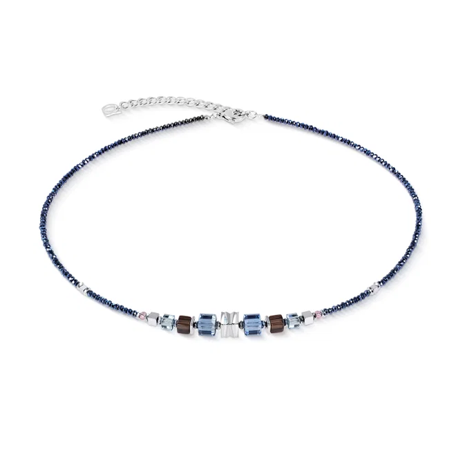 Coeur de Lion collier Iconic Small Cubes met rookquarts, hematite en swarovski krital