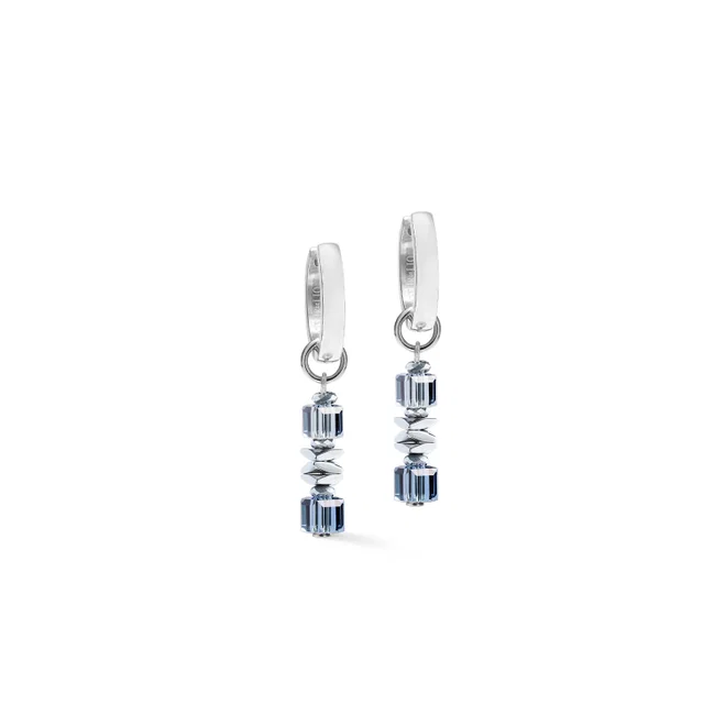 Coeur de Lion oorringen met hangers Iconic Small Cubes met rookquarts, hematite en swarovski krital