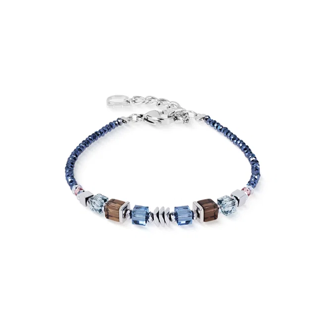 Coeur de Lion armband Iconic Small Cubes met rookquarts, hematite en swarovski krital