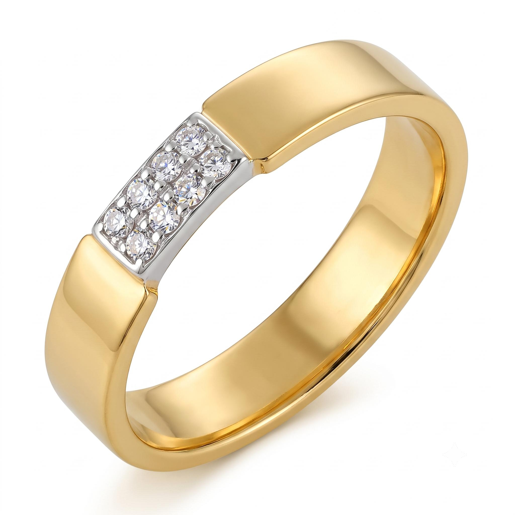 18 karaat geel gouden ring met 0.05ct briljant in wit goud gezet maat 53