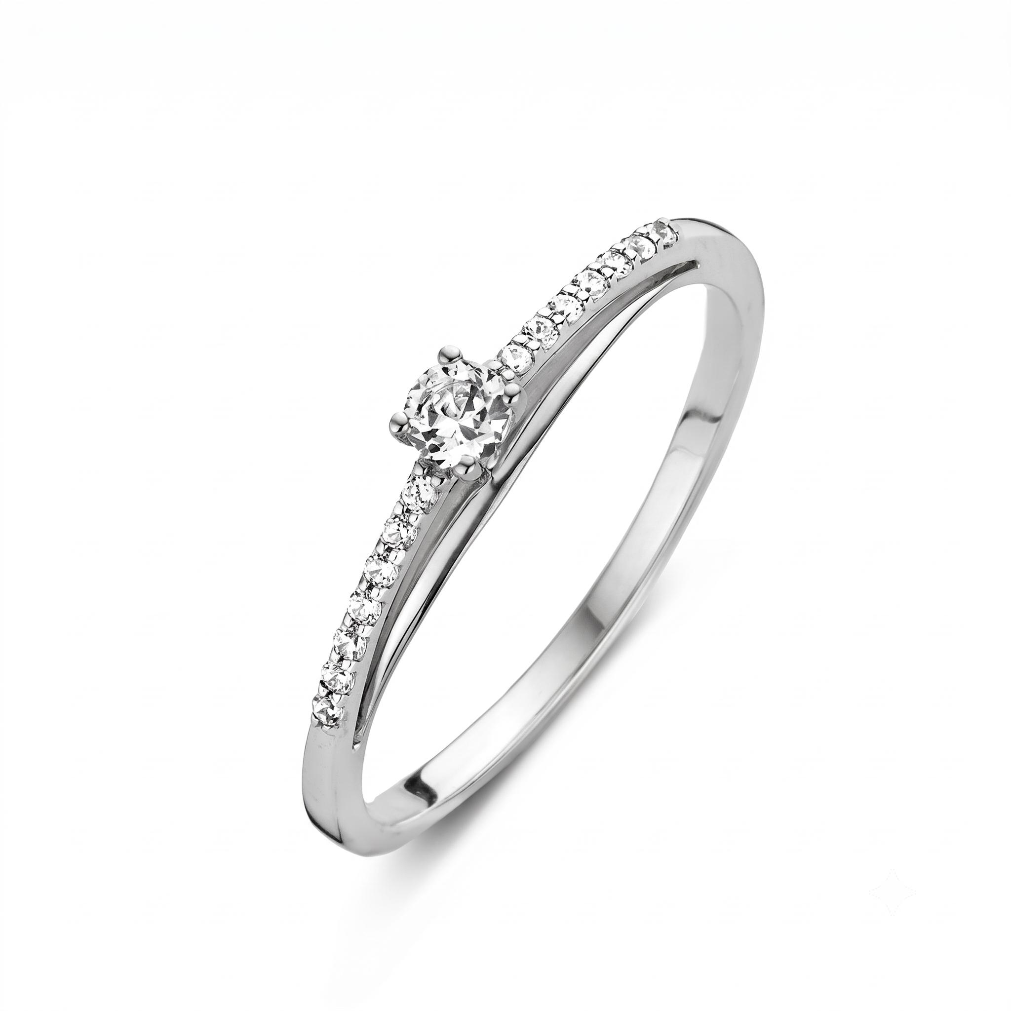 18kt Witgouden verlovingsring met 0.18ct briljant