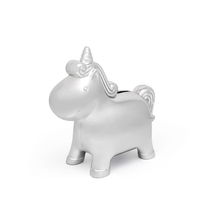Deze magische spaarpot in de vorm van een eenhoorn is een droomcadeau voor kleine sprookjesliefhebbers. Met haar sierlijke hoorn en vriendelijke uitstraling nodigt deze unicorn uit om te sparen &ndash; een prachtige manier om kinderen spelenderwijs met geld om te leren gaan. Een spaarpot cadeau geven is meer dan een lief gebaar; het is een symbolisch begin van een toekomst waarin zelf sparen centraal staat. Een tastbare herinnering die zelfs generaties lang bewaard kan blijven. Laat de spaarpot graveren om het n&oacute;g persoonlijker te maken.