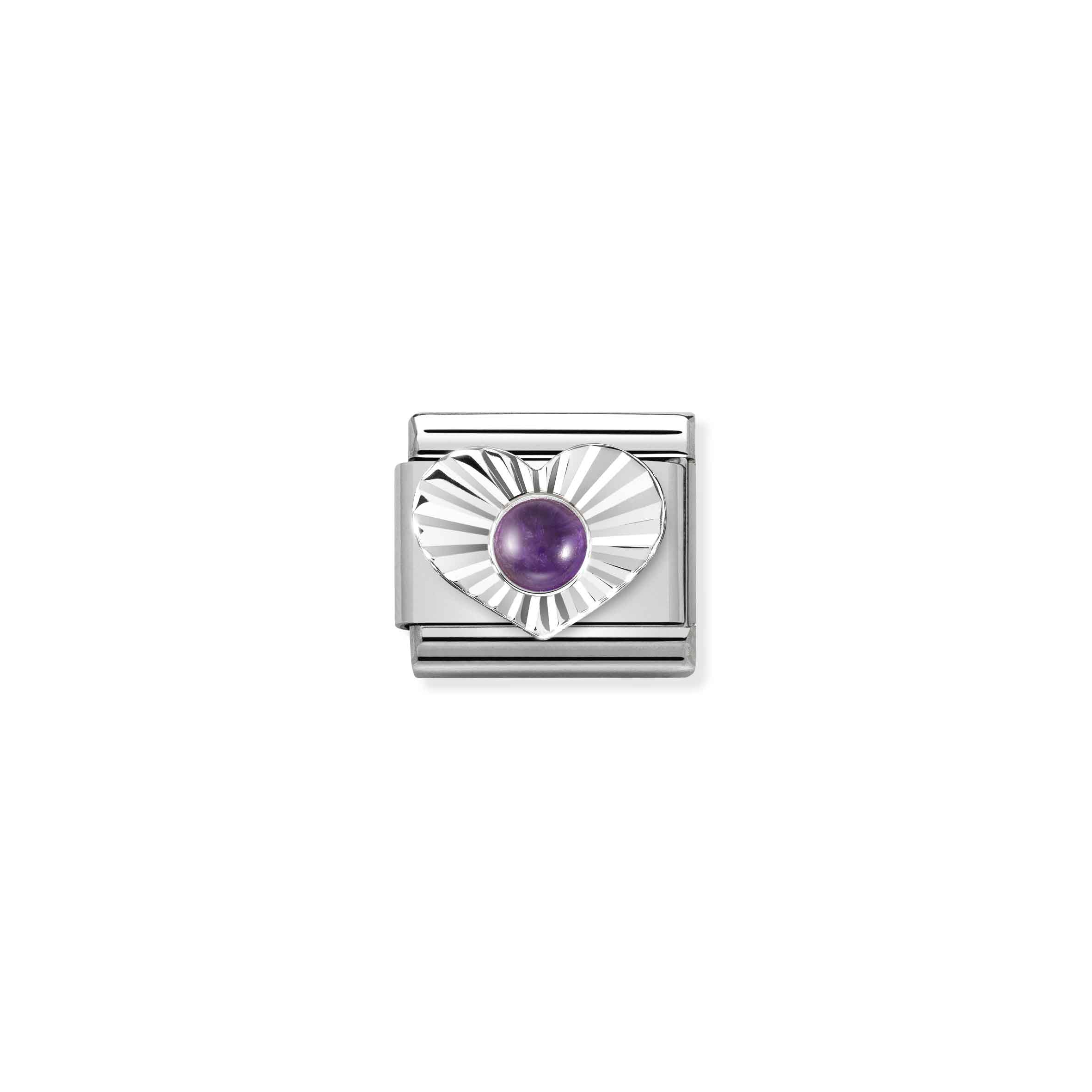 NOMINATION COMPOSABL classic etching details heart amethyst