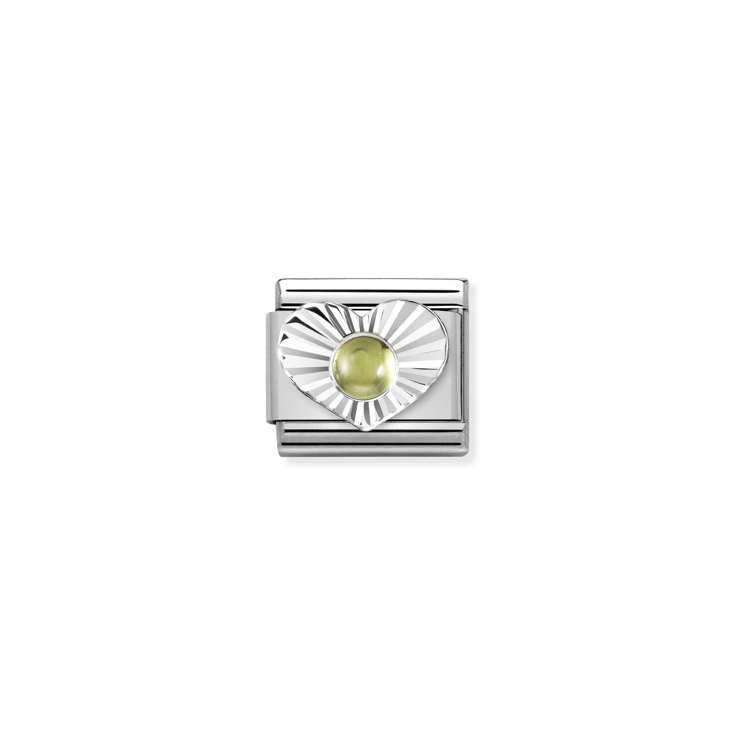NOMINATION COMPOSABL classic etching details Heart peridot 