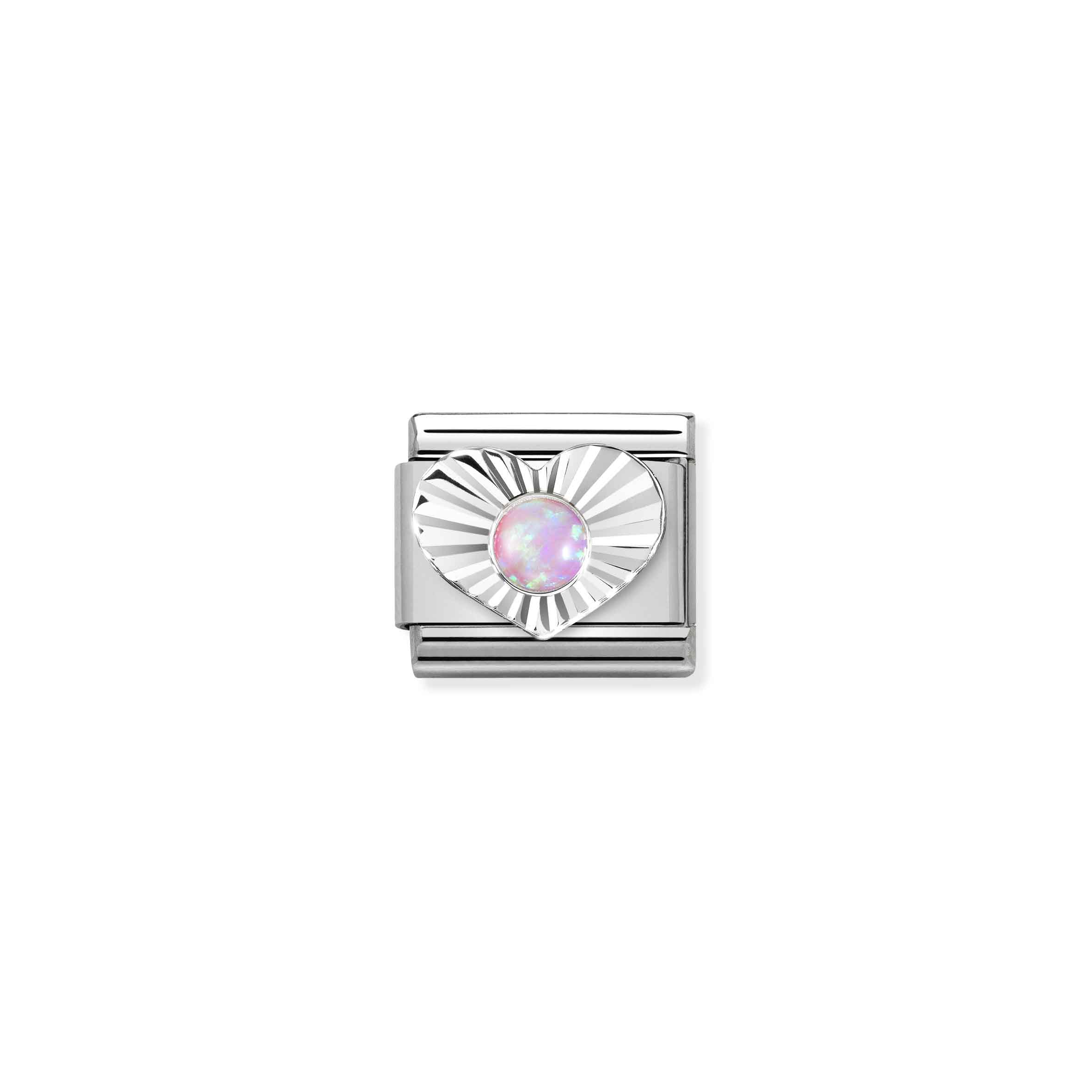 NOMINATION COMPOSABL classic etching details heart pink opal