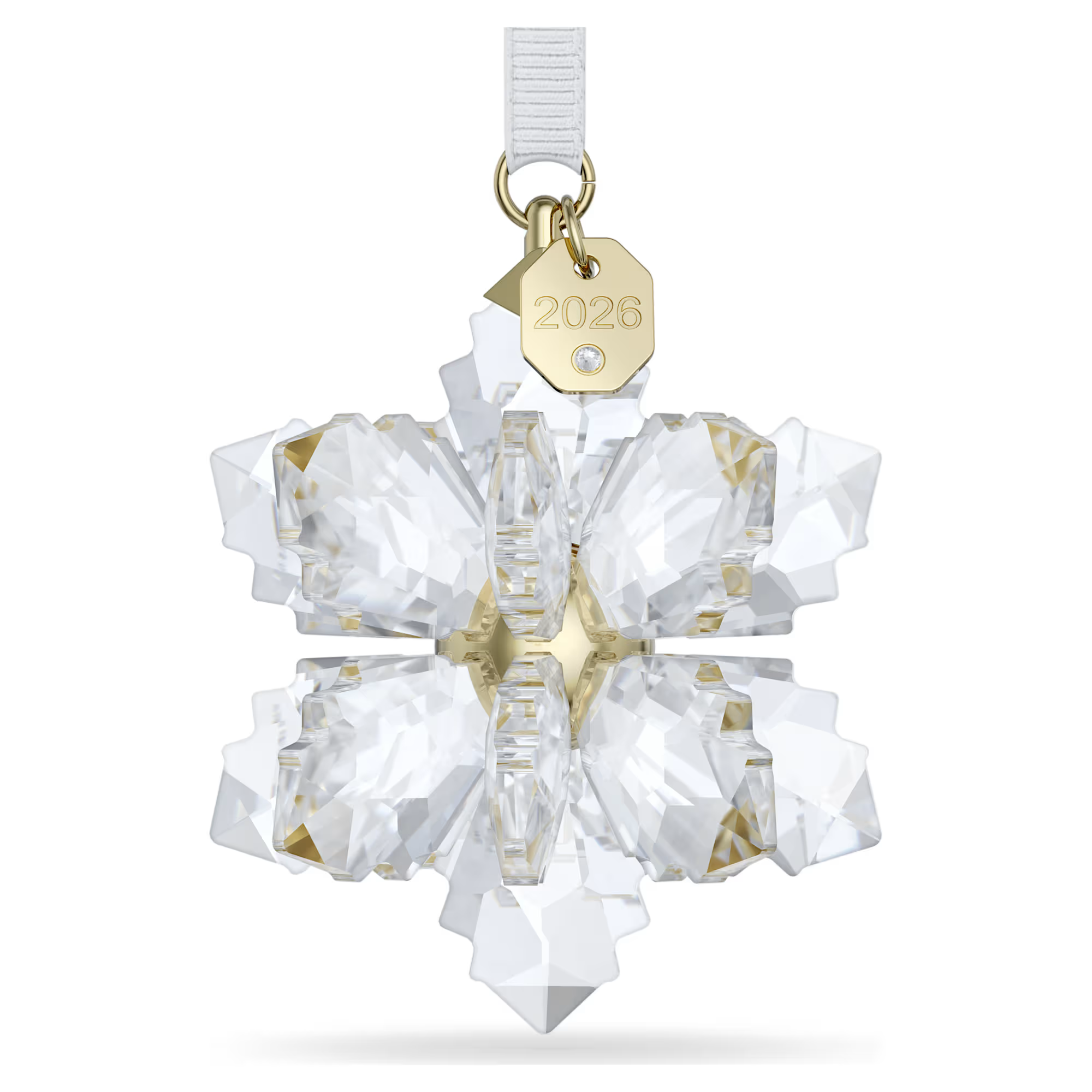 De magie van de winter is gevangen in het Swarovski Annual Edition 3D-ornament van dit jaar. Dit ontwerp viert de unieke schoonheid van een sneeuwvlok, is gemaakt van helder kristal met 430 facetten en heeft een metalen middenstuk met een champagnegoudkleurige toplaag. Het ornament hangt aan een wit ripsband lint en is afgewerkt met een glanzend label met een champagnegoudkleurige toplaag waarop 2026 is gegraveerd. Decoratief voorwerp. Geen speelgoed. Niet geschikt voor kinderen jonger dan 15 jaar.

Artikelnr.: 5731941
Collectie:  Annual Edition
Formaat: 6.1 x 4.6 x 4.6 cm
Ontwerper:  Gergely Szoeke
Materiaal:  Kristallen, Polyester, Metaal met champagnegoudkleurige afwerking
Kleur:  Wit