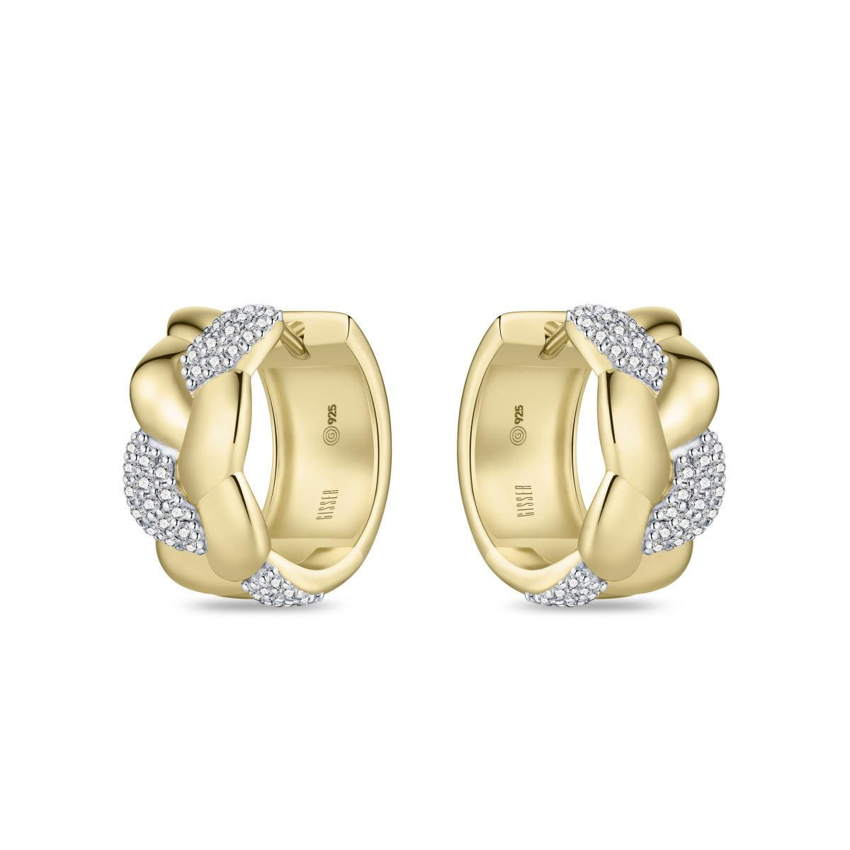 Gisser zilver vergulde oorringen met zirkonia KC1064Y
