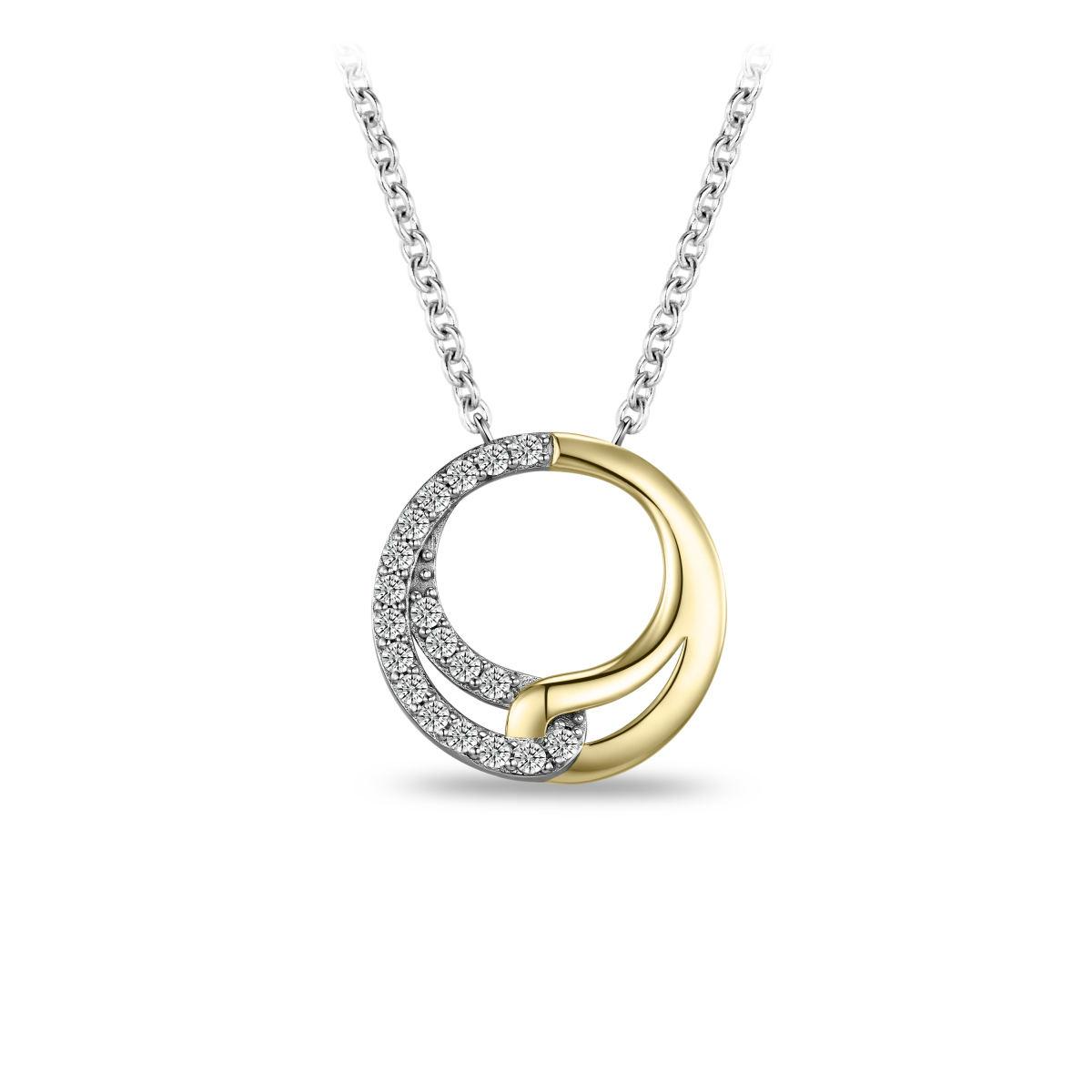 Gisser zilver collier met zilver vergulde hanger + zirkonia's N1130Y