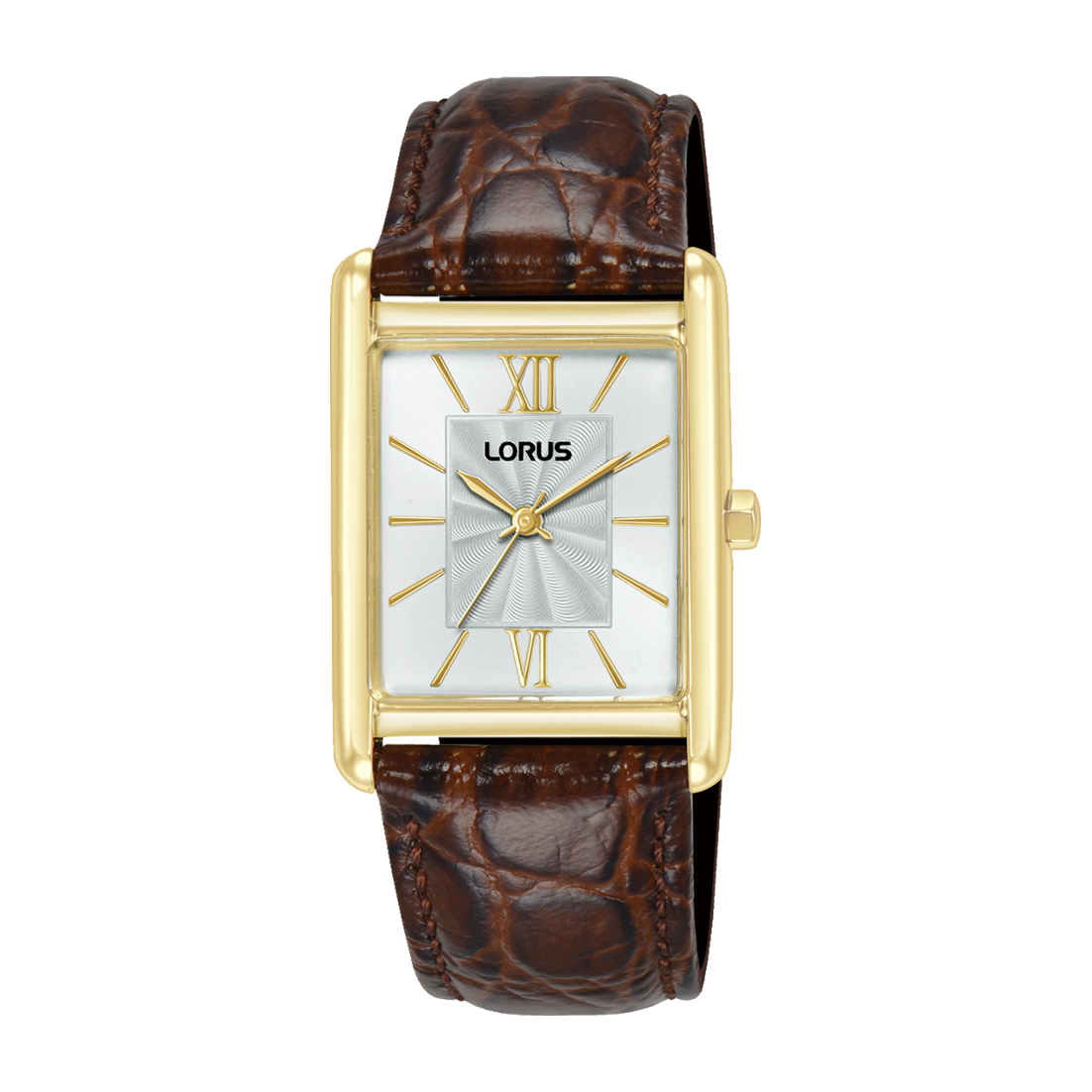 LORUS LADIES DOUBLE BROWN LEATHER STRAP SILVE