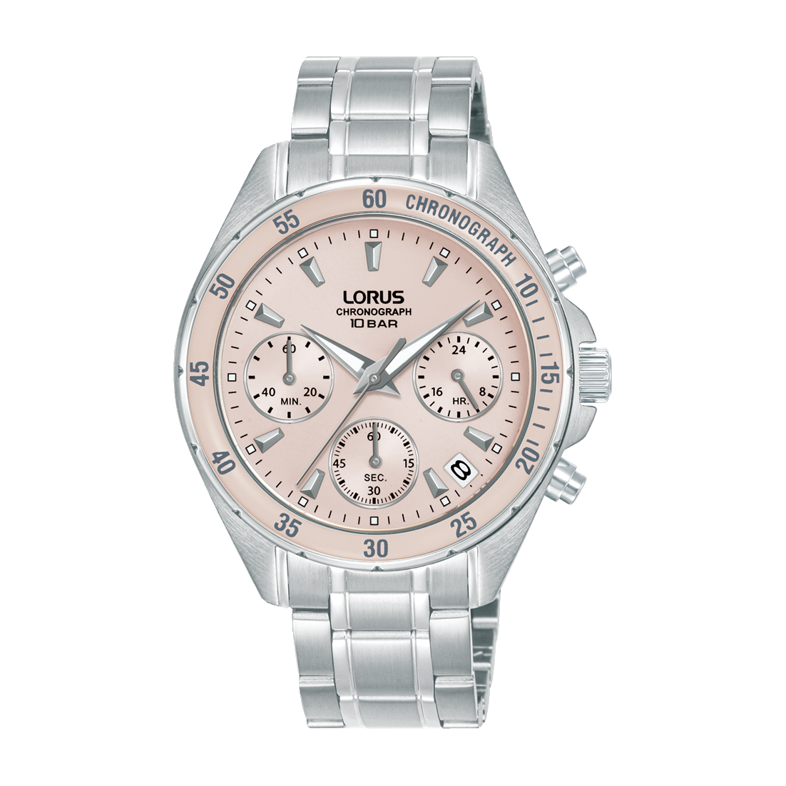LORUS LADIES CHRONOGRAPH SS BRACELET PINK 100
