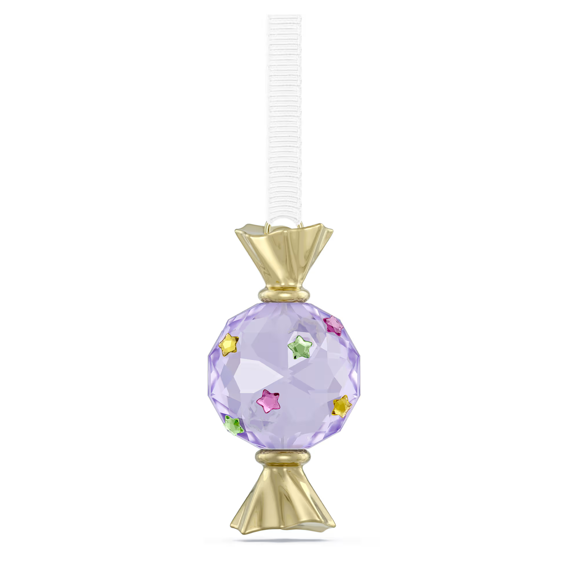 Beschrijving
Dit paarse snoepornament voegt een zoete touch toe aan uw kerstversiering. Het is gehuld in 312 facetten en geaccentueerd met mini meerkleurige sterren en glanzend metaal met een champagnegoudkleurige toplaag voor een heerlijke look. Combineer het met de andere Holiday Cheers Dulcis-creaties van Swarovski om uw interieur te transformeren met feestelijke extravagantie. Decoratief voorwerp. Geen speelgoed. Niet geschikt voor kinderen jonger dan 15 jaar.

Artikelnr.: 5742100
Collectie:  Holiday Cheers
Formaat: 5 x 1.5 x 2.5 cm
Ontwerper:  Edith Mair
Materiaal:  Kristallen, Polyester, Metaal met champagnegoudkleurige afwerking
Kleur:  Meerkleurig