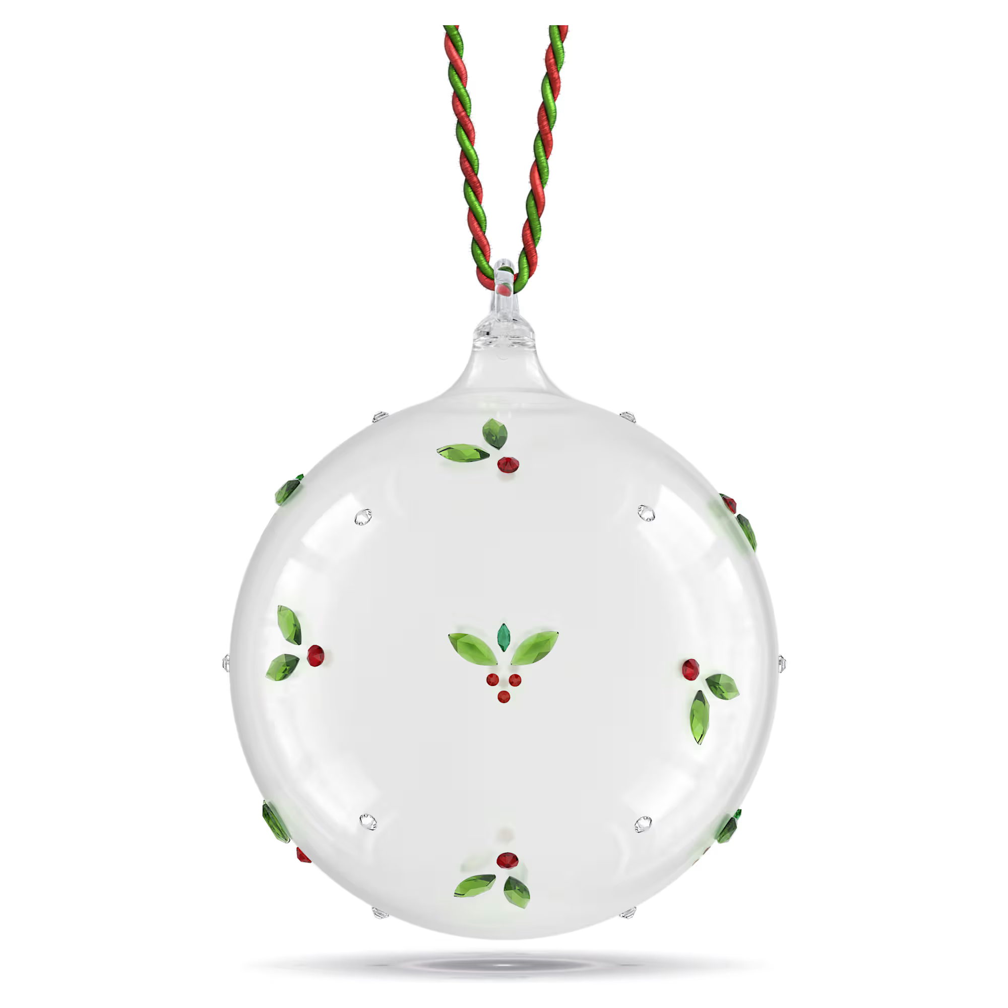 Deze seizoensgebonden uitvoering van het glazen balornament is een eerbetoon aan de maretak en is voorzien van flatback-versieringen die een vreugdevol, op de natuur ge&iuml;nspireerd patroon vormen. Het is vervaardigd met 1.020 facetten en hangt aan een gedraaid groen en rood koordlint, waardoor het een blijvende favoriet uit de lijn in uw boom kan worden. Decoratief voorwerp. Geen speelgoed. Niet geschikt voor kinderen jonger dan 15 jaar.

Artikelnr.: 5735574
Collectie:  Holiday Cheers
Formaat: 9.9 x 8.3 x 8.2 cm
Ontwerper:  Bettina Fuchs
Materiaal:  Kristallen, Glas, Rayon lint
Kleur:  Meerkleurig