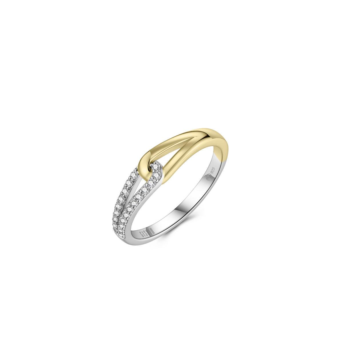 Gisser zilver vergulde ring met zirkonia R493Y-54