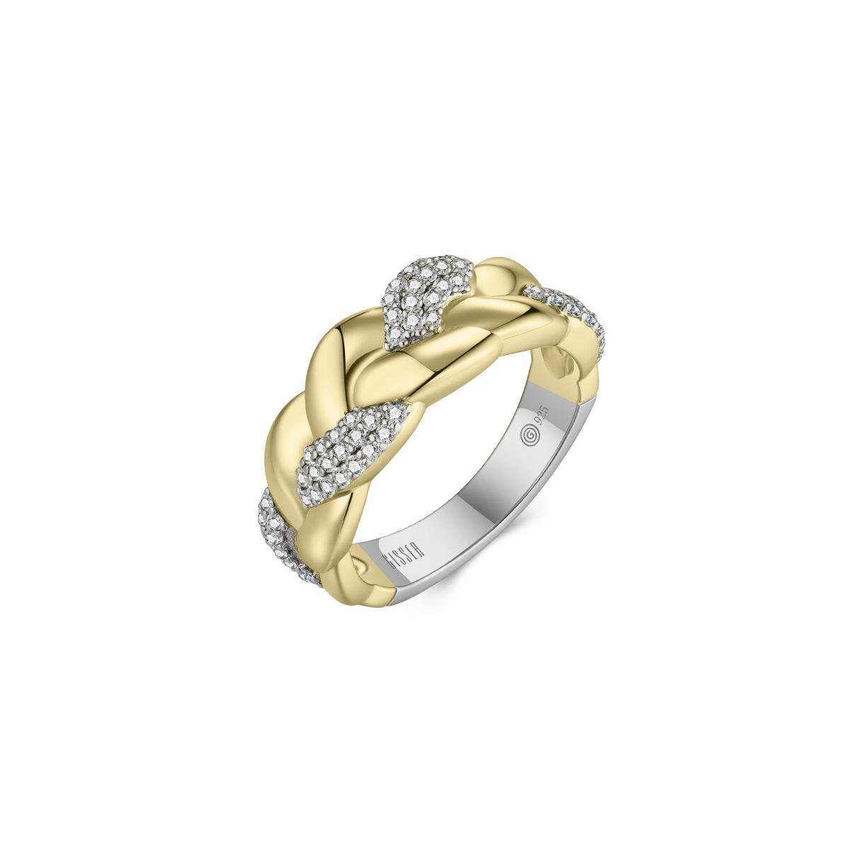 Gisser zilver vergulde ring met zirkonia R498Y-56