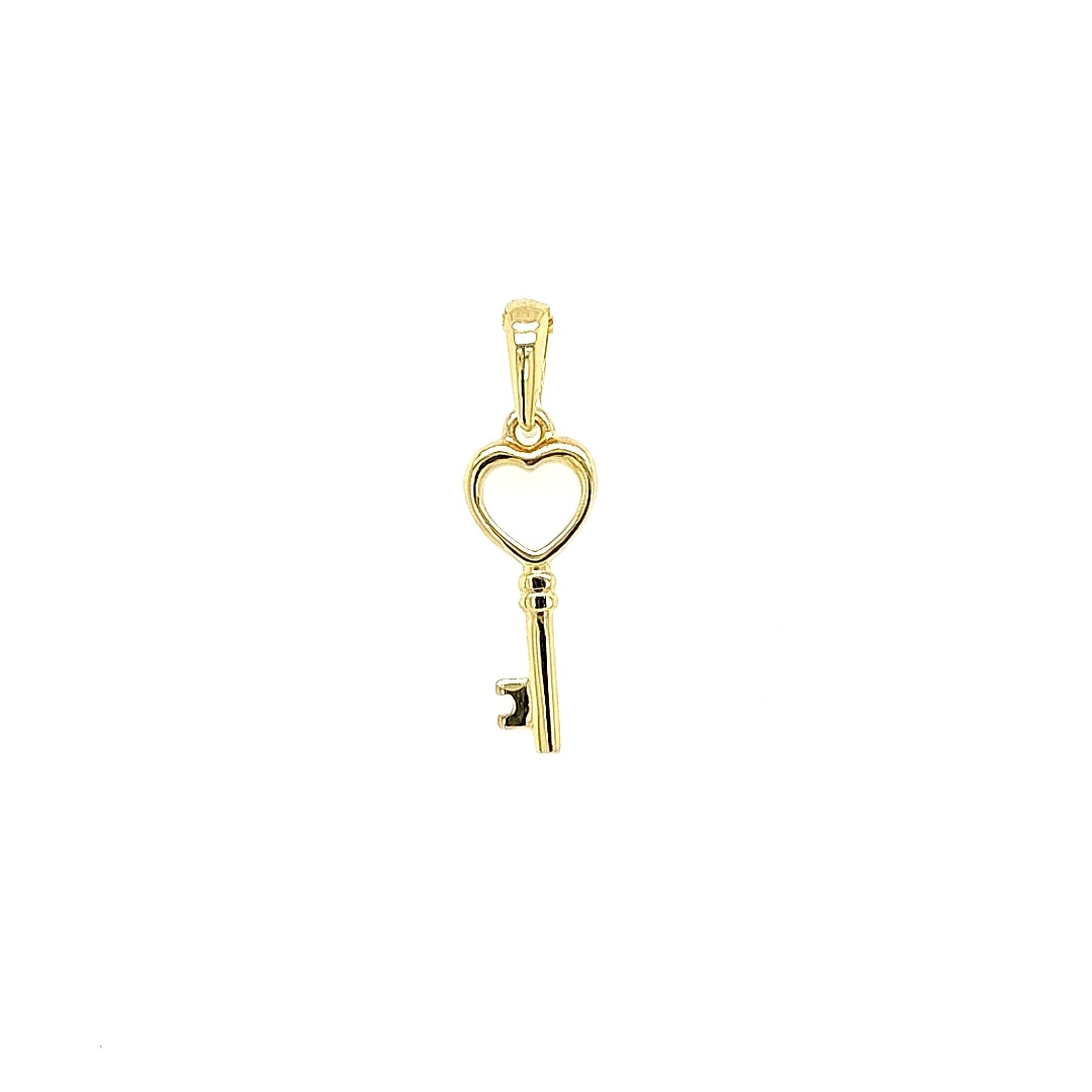 14k Geelgouden hanger in vorm van een sleutel