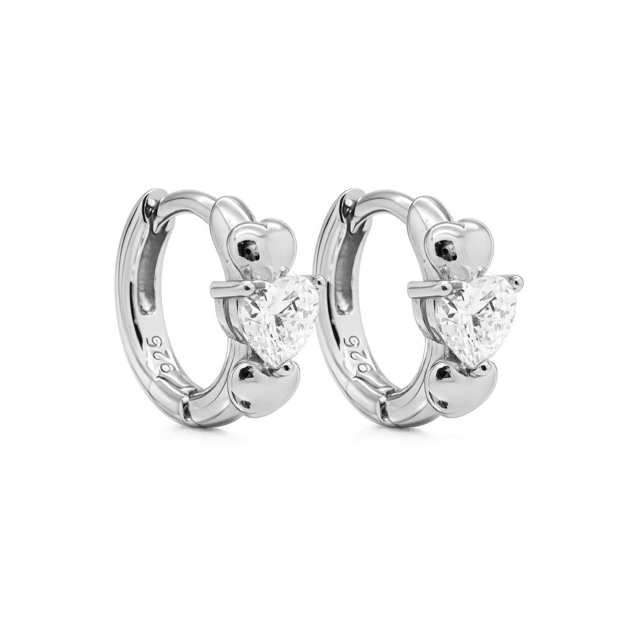 Karma Jewelry zilveren oorringen Zirconia FIA Heart 12MM