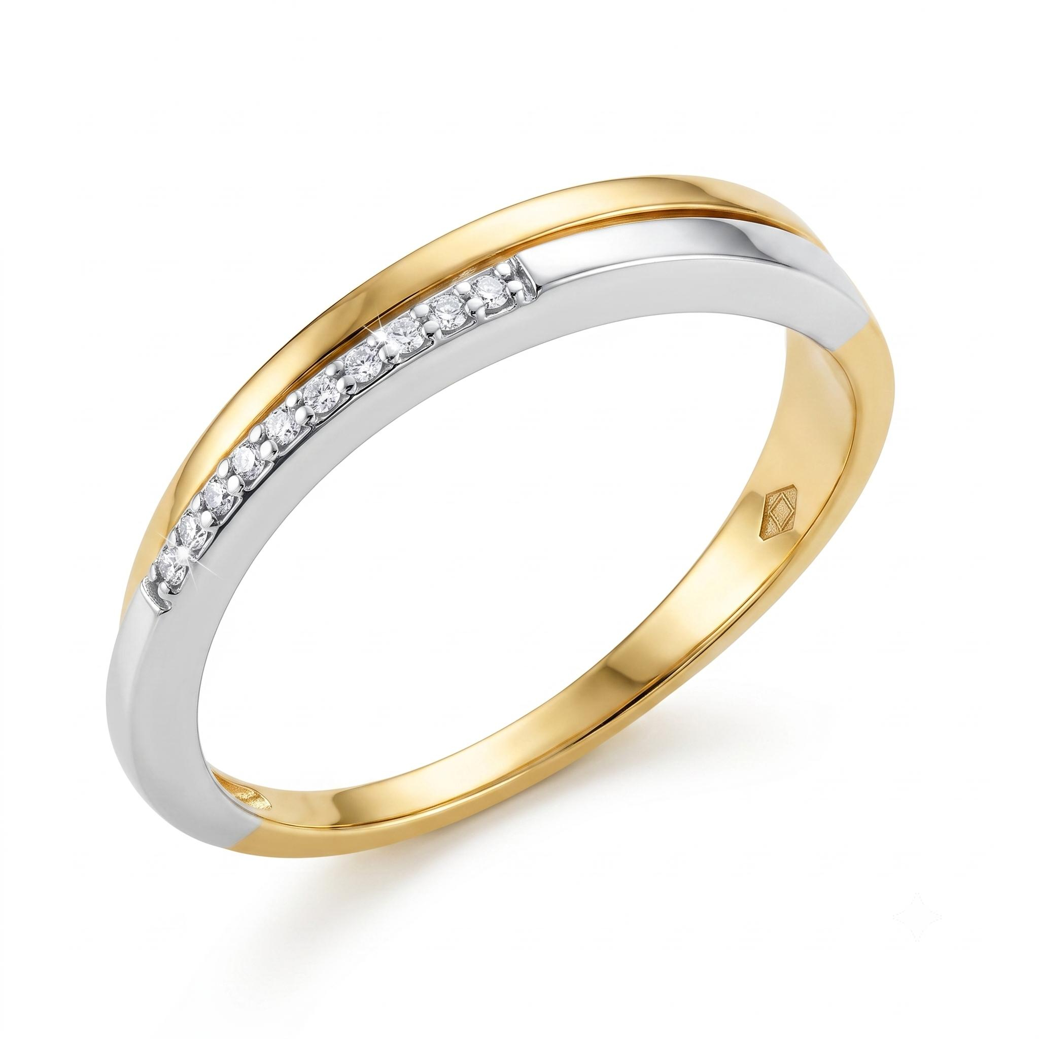 ring in 18kt wit en geel goud met diamant 0.04ct