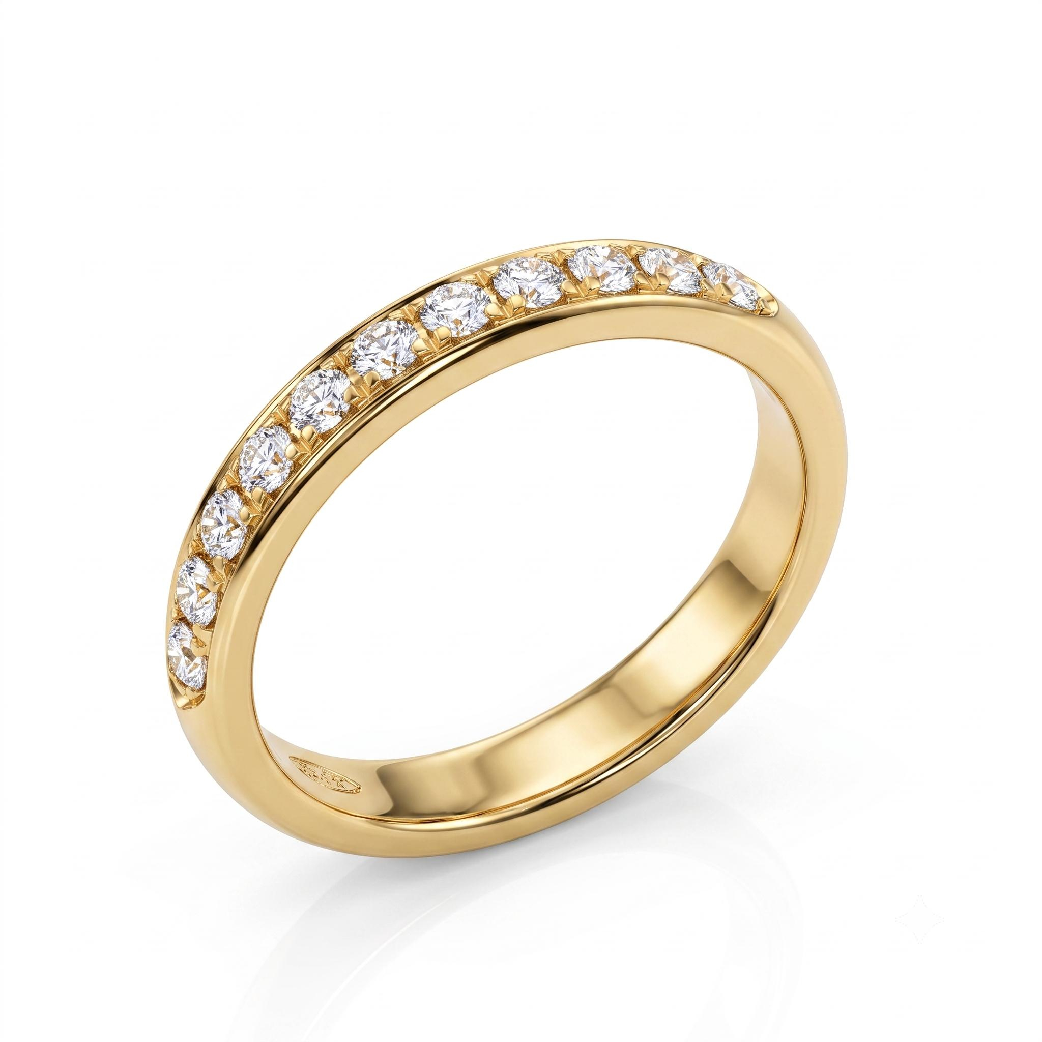 geelgouden ring 18kt 0.33ct diamant briljant geslepen pav&eacute; zetting (heel sterk en bijna onmogelijk om een steen te verliezen)