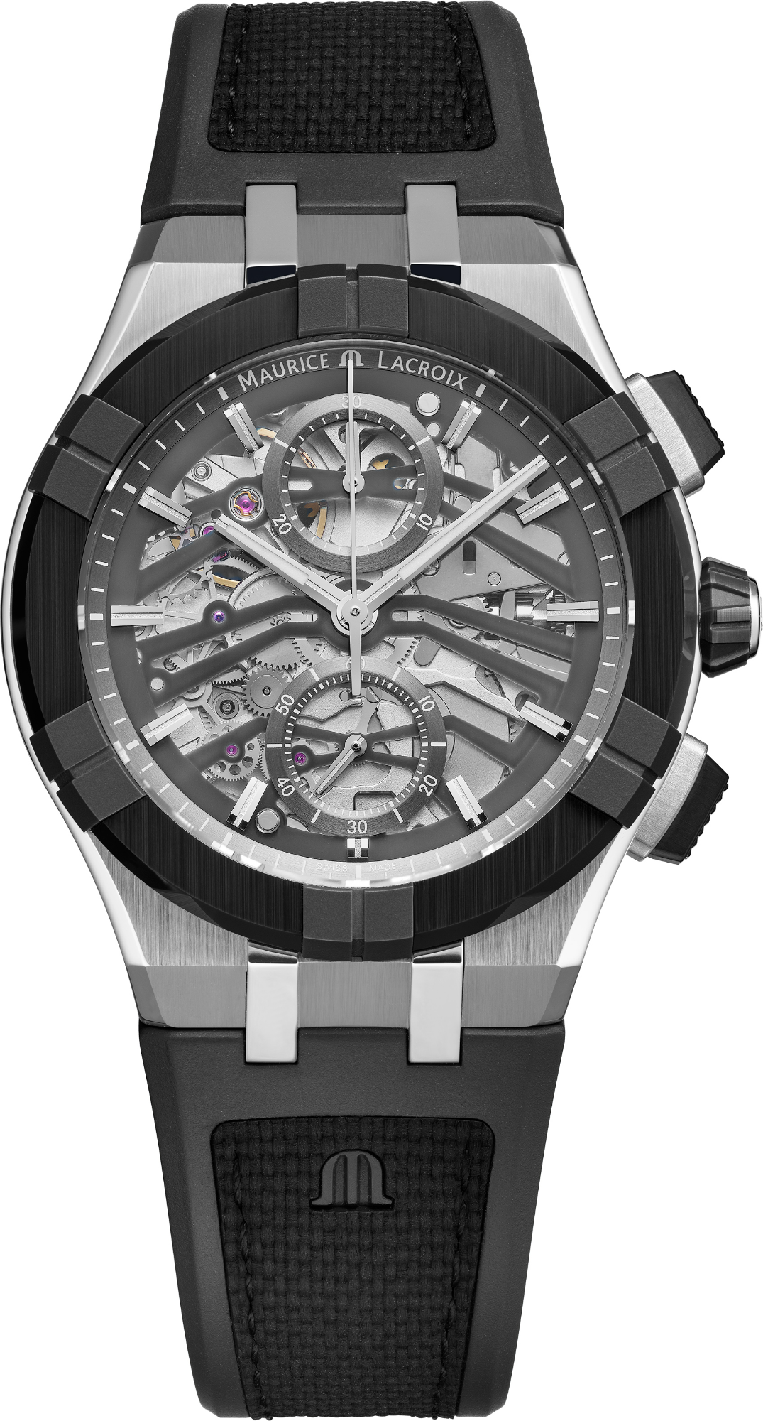 Maurice Lacroix - AC8018-SSL20-030-2

Bestel uw Maurice Lacroix Aikonic Automatic Chronograph Skeleton herenhorloge direct via www.juwelierhaesen.nl. Dit Maurice Lacroix Maurice Lacroix Aikonic NIEUW herenhorloge is bekend onder Maurice Lacroix-referentienummer AC8018-SSL20-030-2 en daarnaast onder het EAN: 7630020614814. Het horloge heeft een mechanisch uurwerk met automatische opwindfunctie dat geplaatst is in een edelstalen keramieken met kast. Op de (deels) doorzichtige wijzerplaat is analoge tijdsweergave zichtbaar. Aan de kast zit een zwarte kunststof horlogeband met een doorn- / gespsluiting.

Het mechanisch uurwerk met automatische opwindfunctie biedt u alleen de tijd als tijdfunctie(s). Daarnaast vindt u in het uurwerk een stopwatch-functie (chronograaf). De ronde horlogekast is 100m waterdicht en voorzien van een saffierglas.